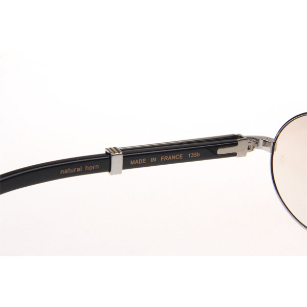 Cartier CT_7550178 Diamond Black Buffalo Sunglasses In Silver Gradient Brown - DesignerGu