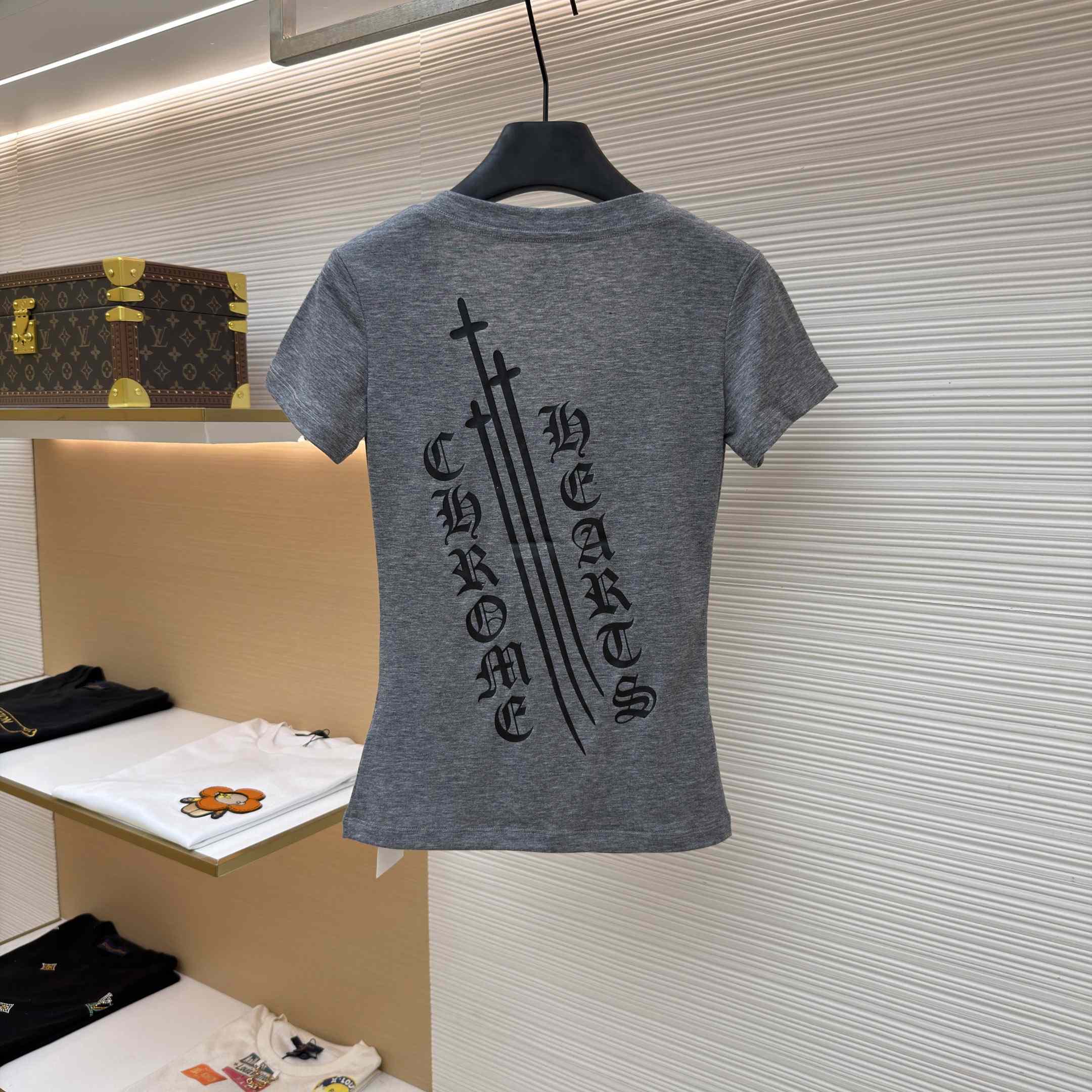 Chrome Hearts V Neck  T-Shirt 'Grey' - DesignerGu