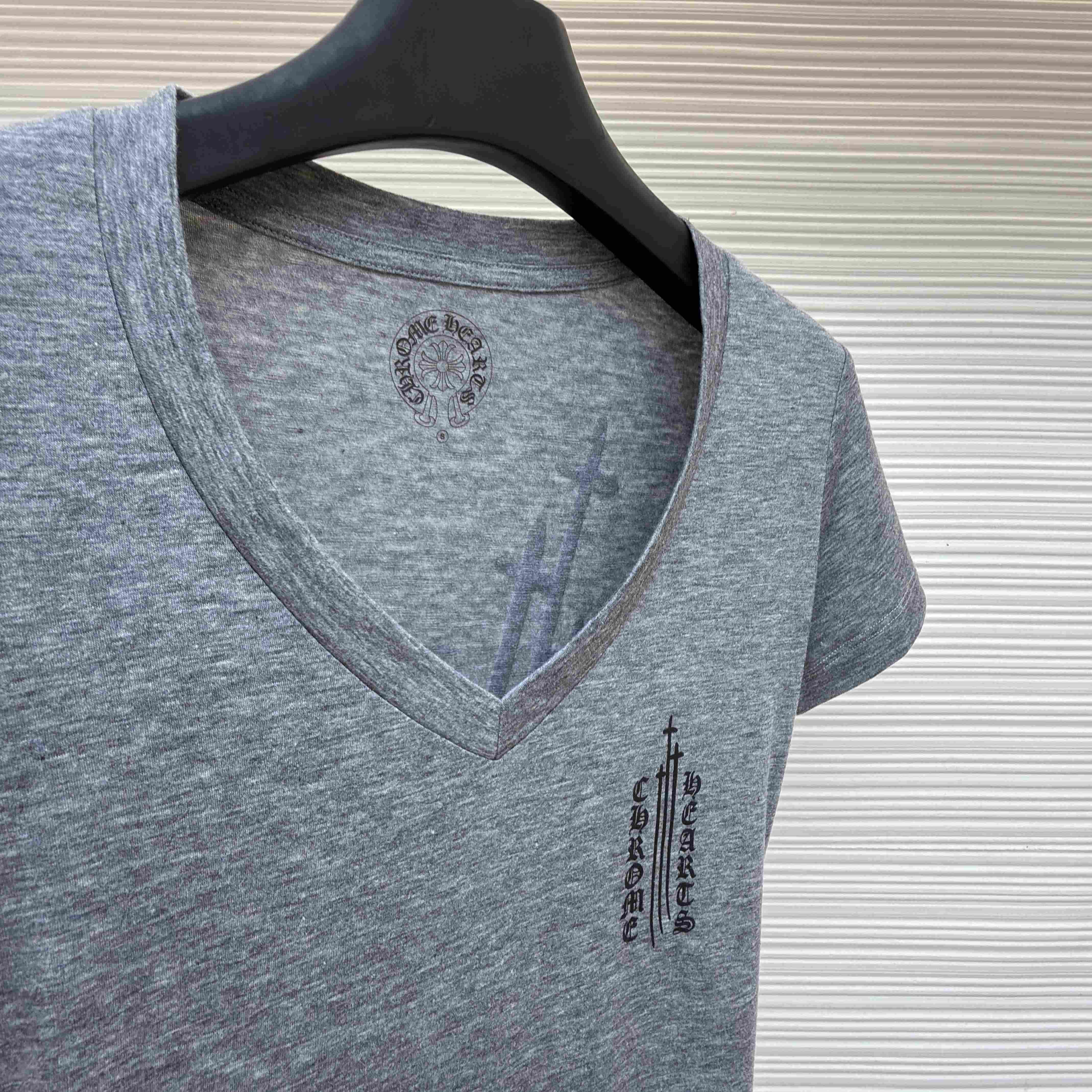 Chrome Hearts V Neck  T-Shirt 'Grey' - DesignerGu