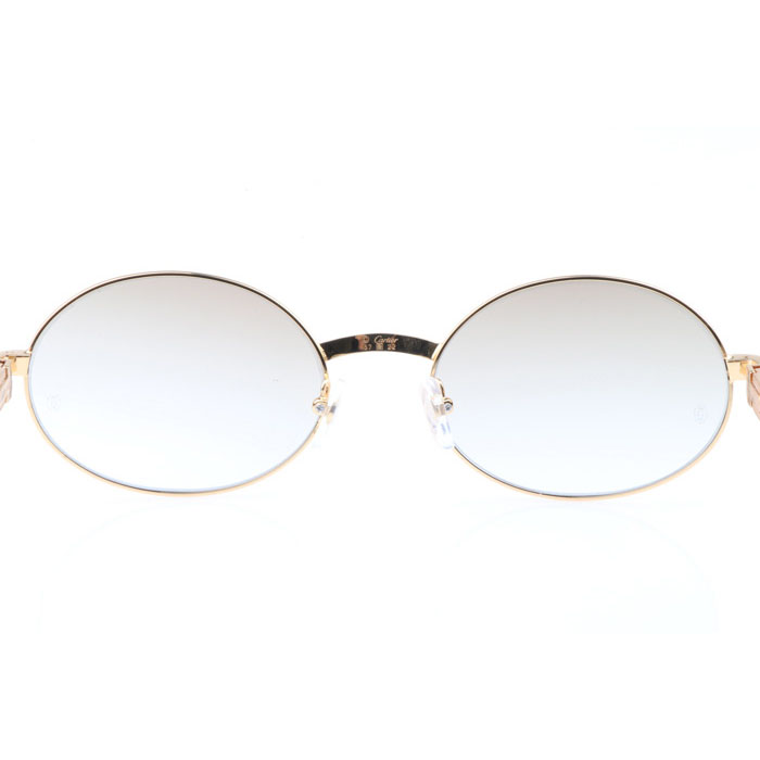 Cartier CT 7550178  Gold Stainless Steel Diamond Sunglasses In Gold Brown - DesignerGu