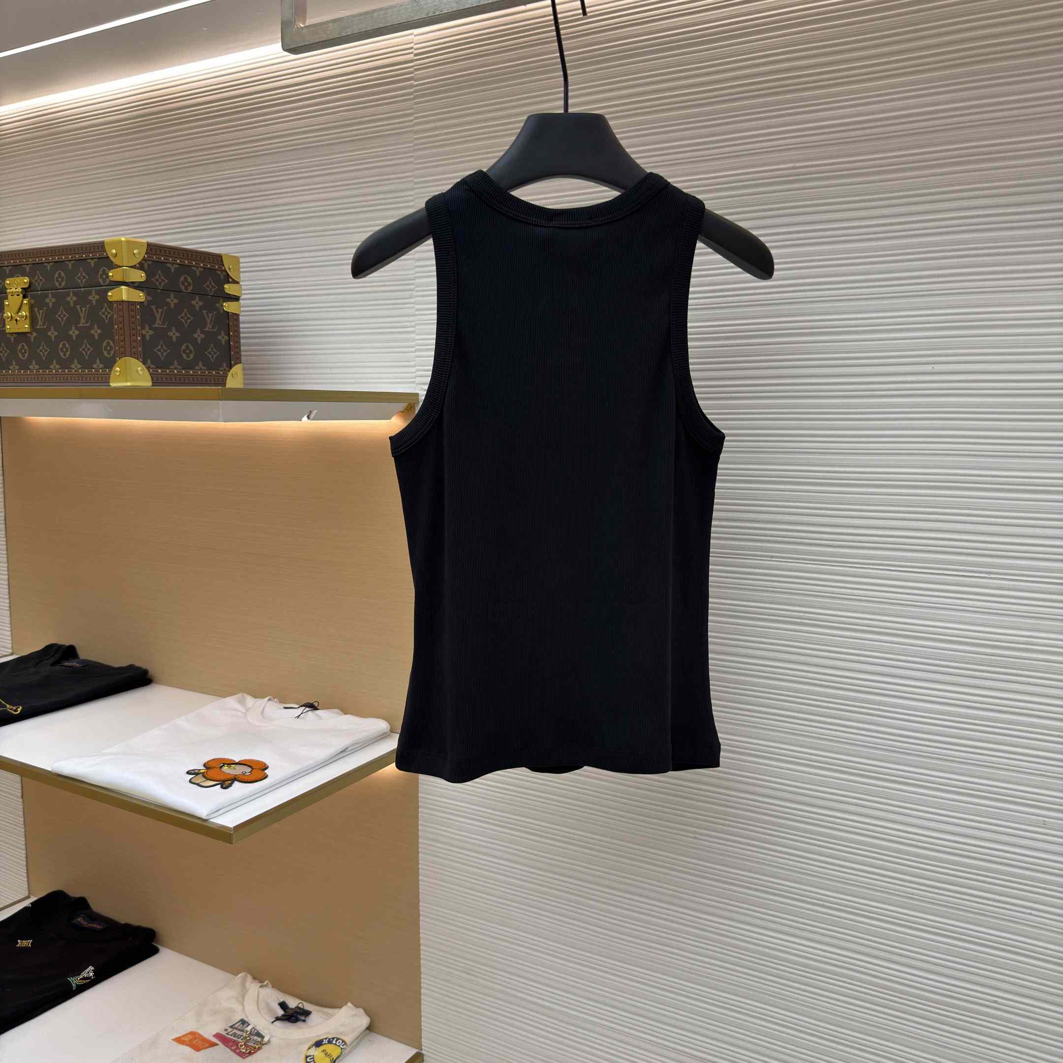 Celine Triomphe Tank Top In Ribbed Cotton - DesignerGu