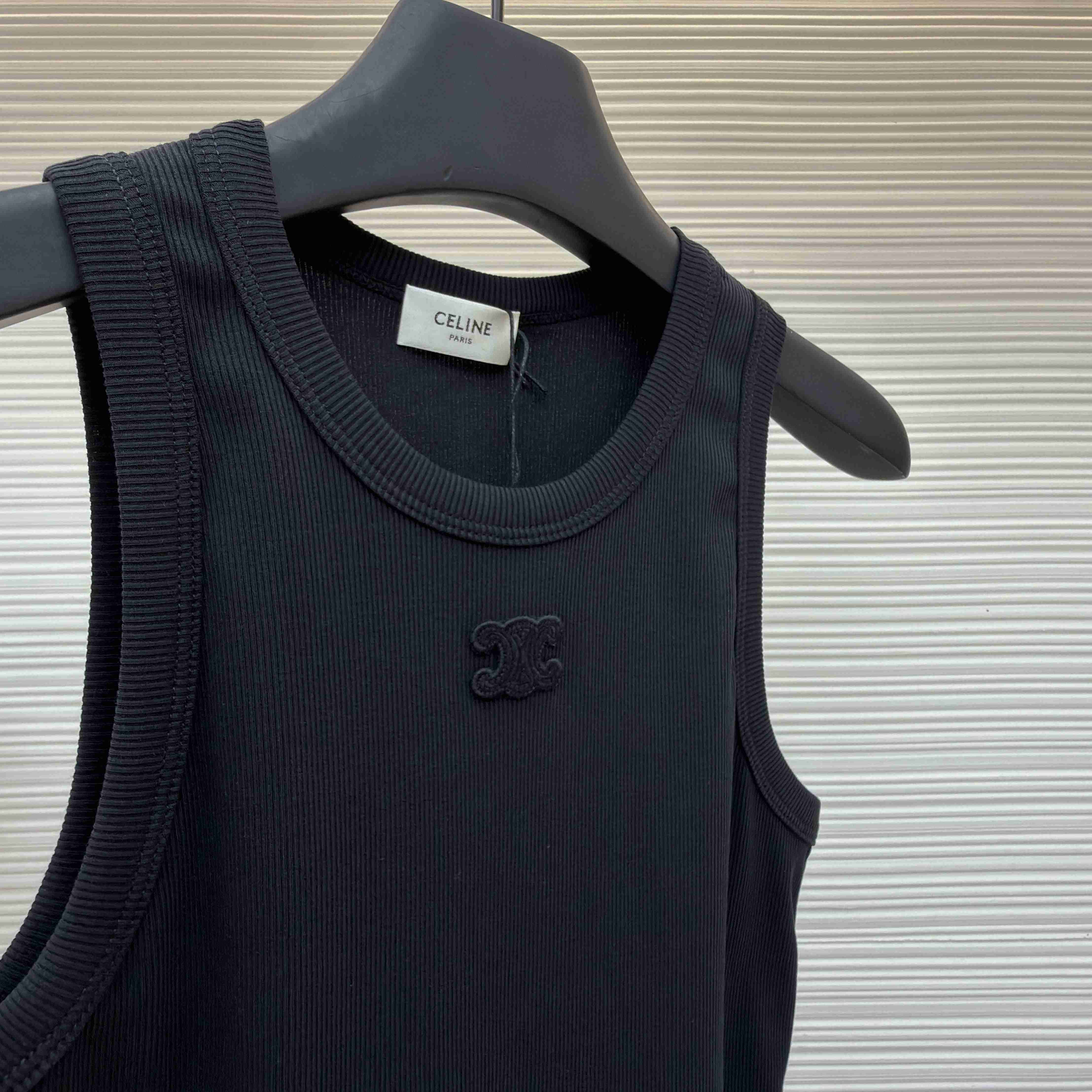 Celine Triomphe Tank Top In Ribbed Cotton - DesignerGu