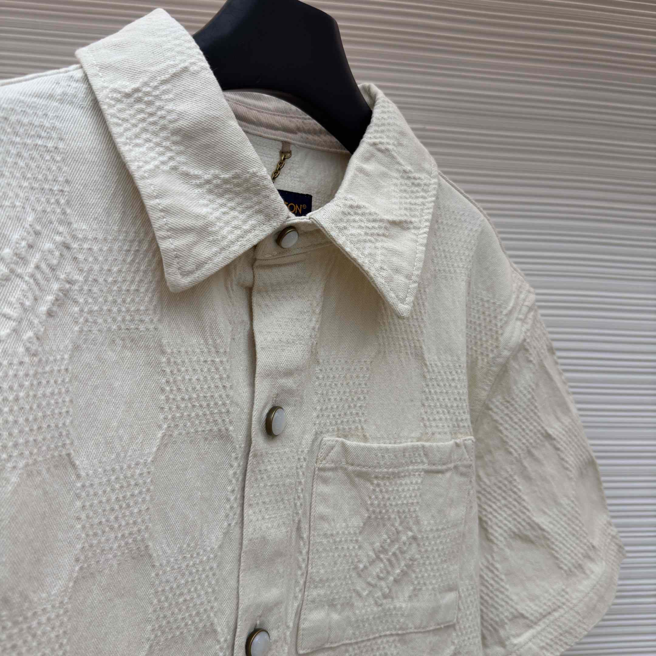 Louis Vuitton Damier 3D Light Denim Short-Sleeved Shirt 1AK6HQ - DesignerGu