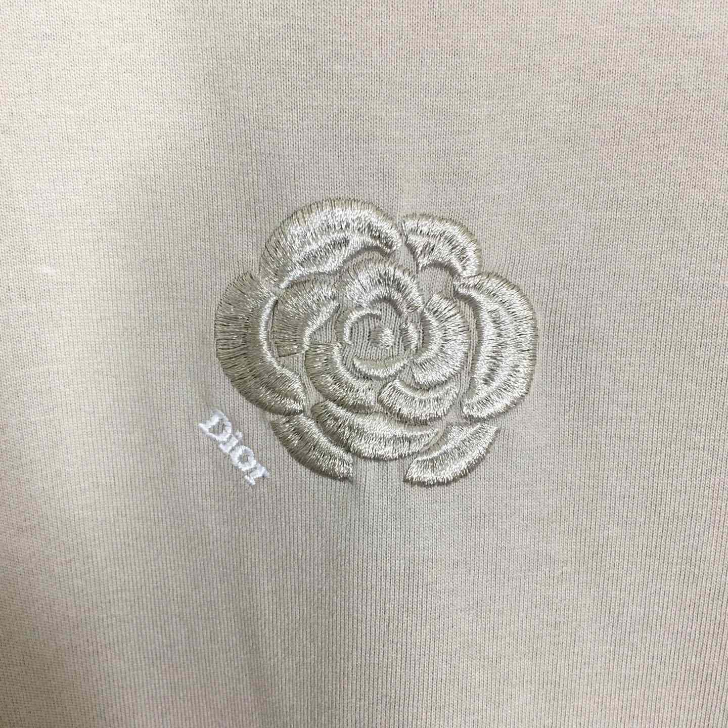 Dior Logo Embroidered Rose  T-shirt - DesignerGu