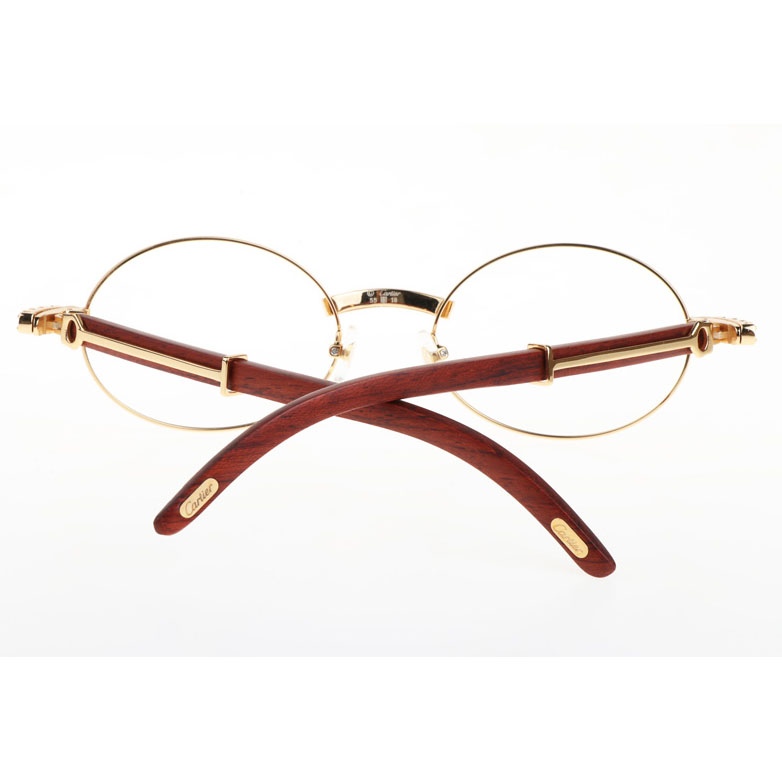 Cartier CT 7550178 New Diamond Wood Eyeglasses In Gold - DesignerGu