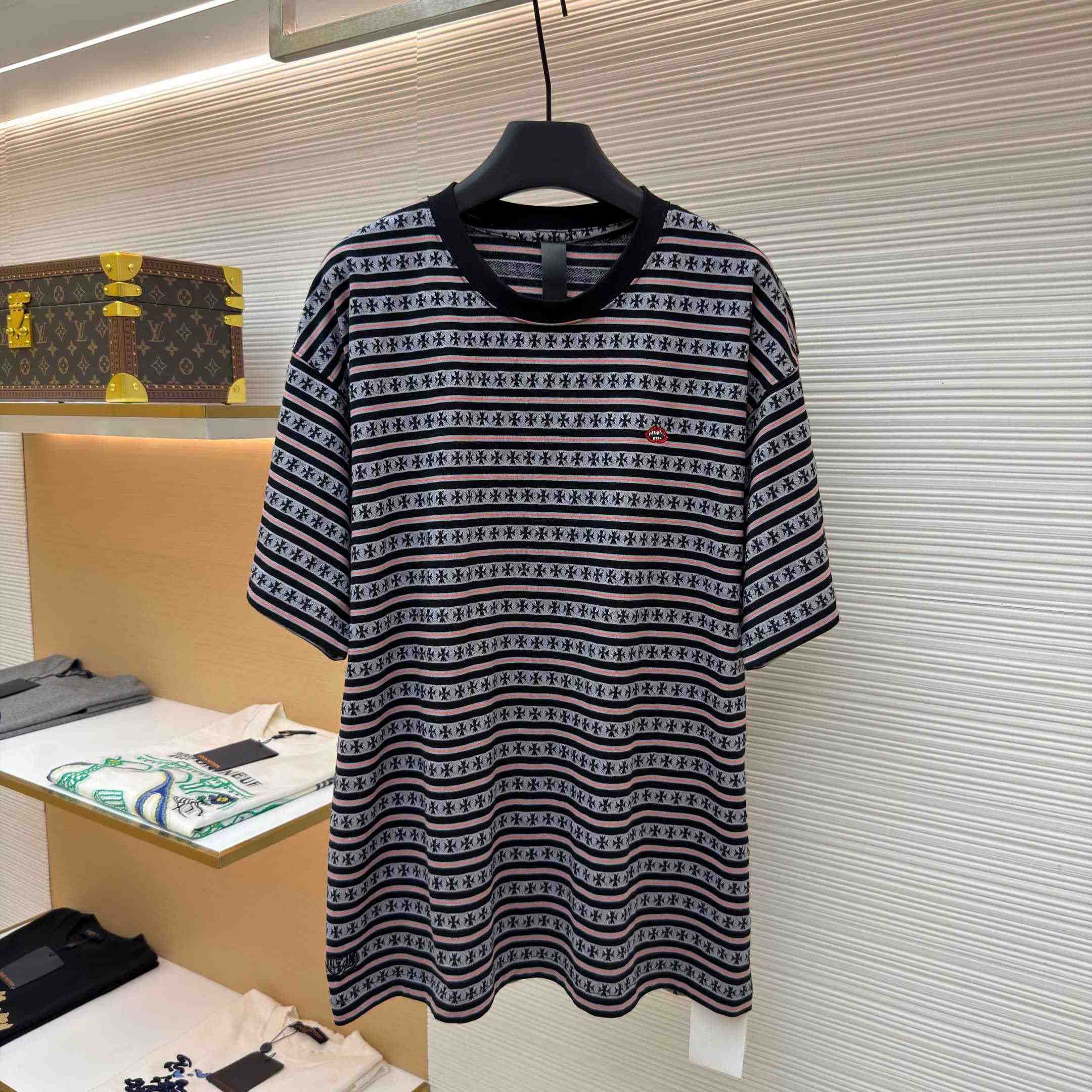 Chrome Hearts Stripe Logo Tee  - DesignerGu