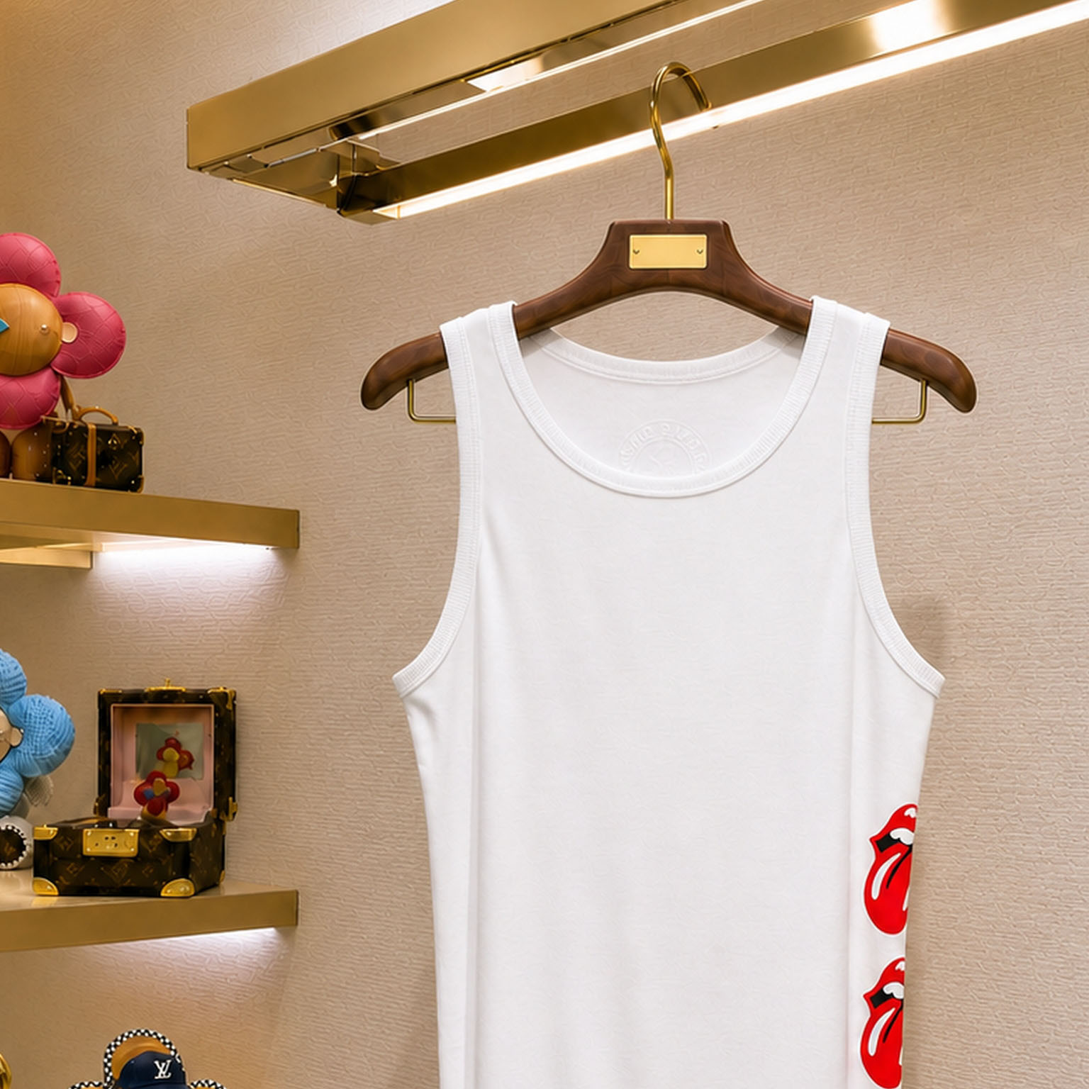 Chrome Hearts Rolling Stones Scroll Label Rib Tank Top - DesignerGu