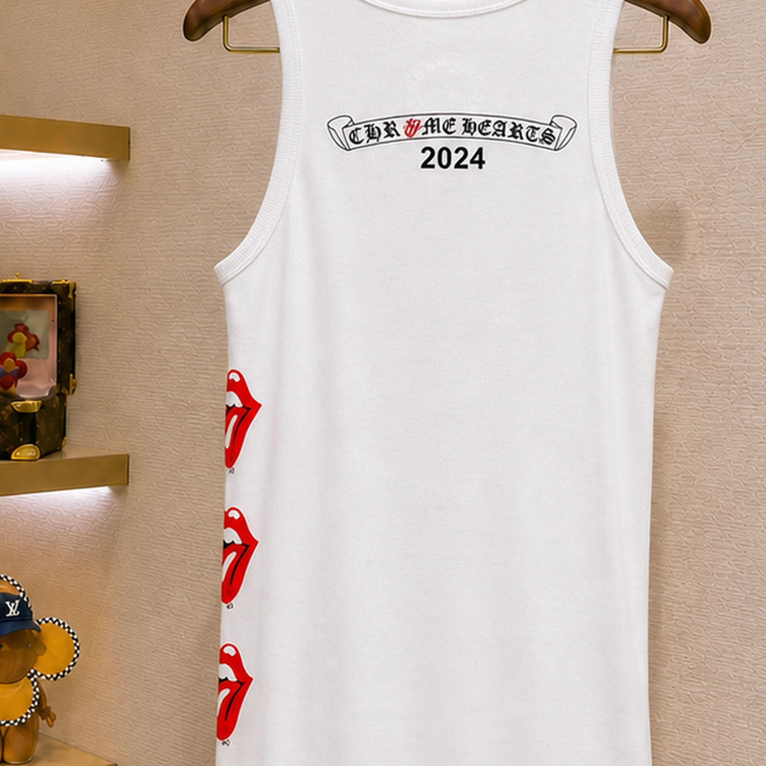 Chrome Hearts Rolling Stones Scroll Label Rib Tank Top - DesignerGu