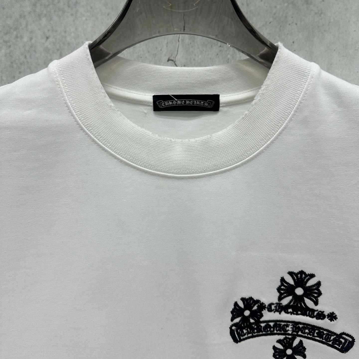 Chrome Hearts  Embroidered Cross Round Neck Short Sleeve T-Shirt 'White' - DesignerGu