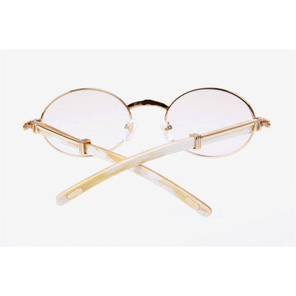 Cartier CT 7550178 White Buffalo Sunglasses In Gold Brown  - DesignerGu