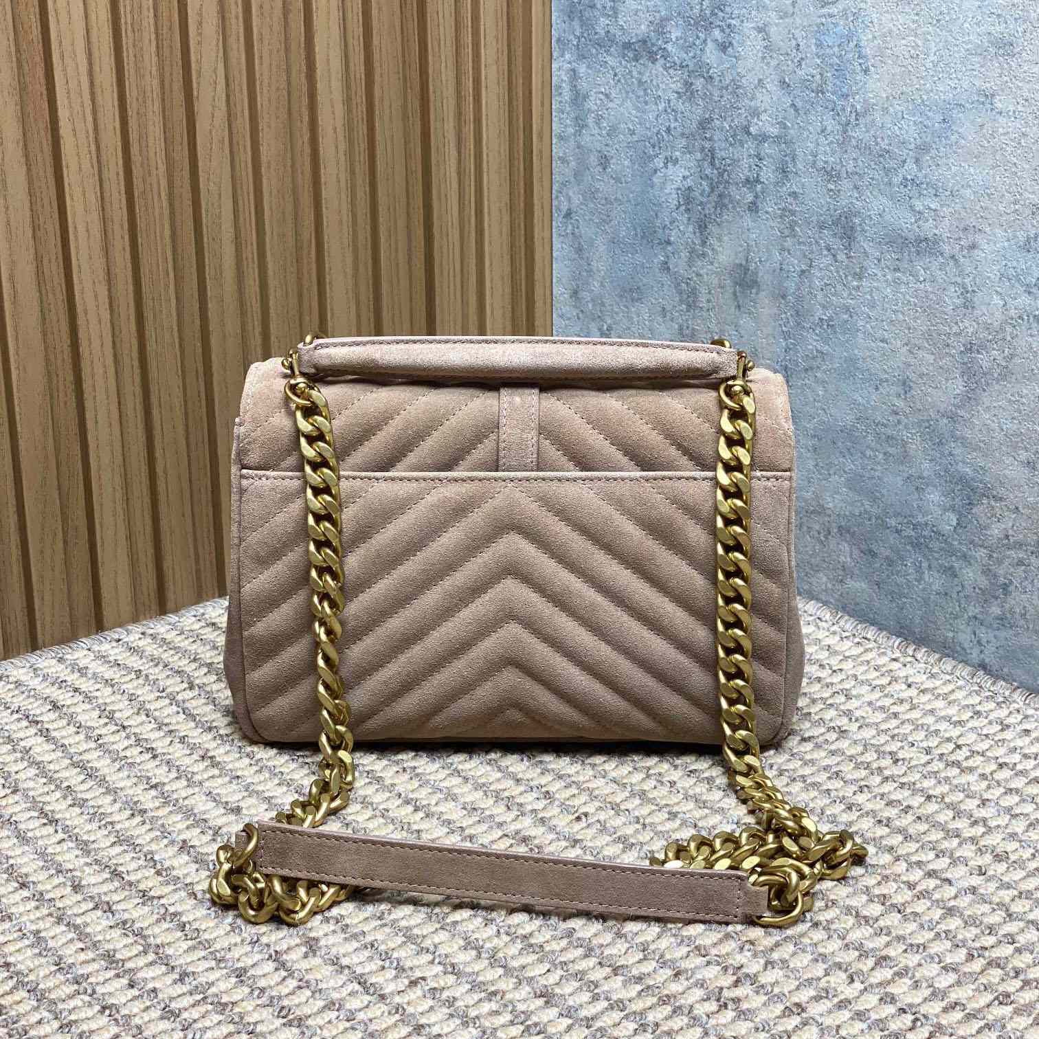 Saint Laurent College Medium In Quilted Suede - DesignerGu