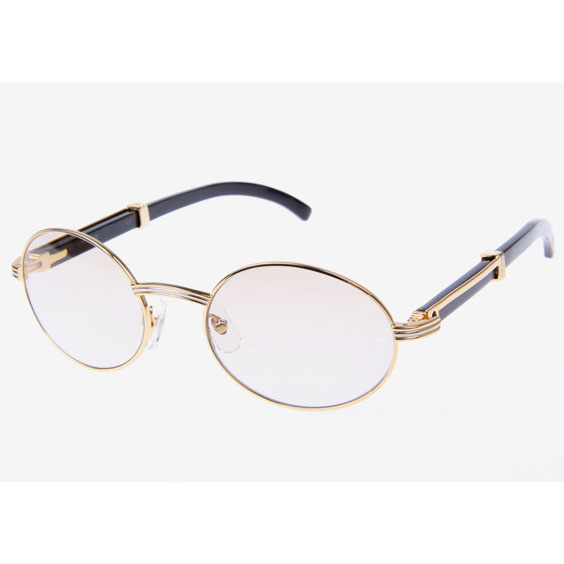 Cartier CT 7550178 Black Buffalo Sunglasses In Gold Brown - DesignerGu