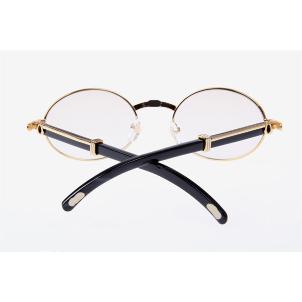 Cartier CT 7550178 Black Buffalo Sunglasses In Gold Brown - DesignerGu