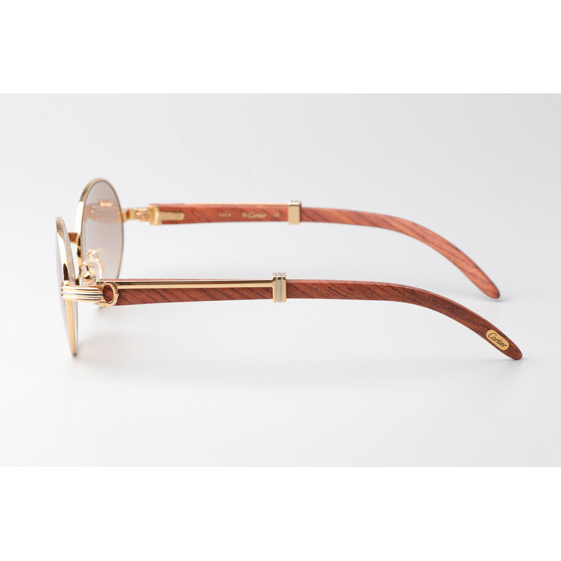 Cartier CT 7550178  Wood Sunglasses In Gold Brown - DesignerGu