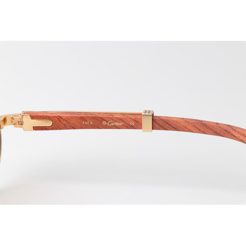 Cartier CT 7550178  Wood Sunglasses In Gold Brown - DesignerGu