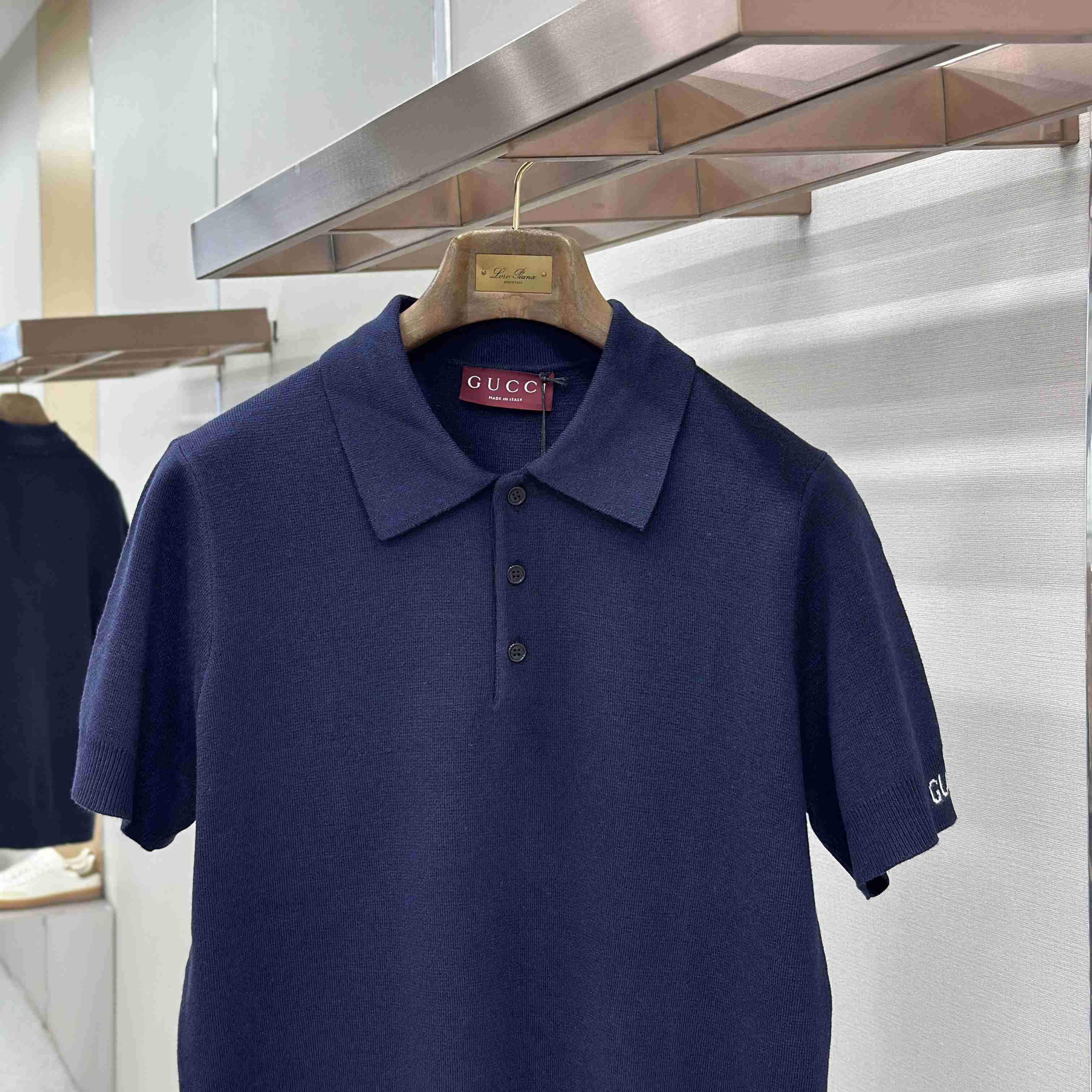 Gucci Silk Cotton Knit Polo Shirt - DesignerGu