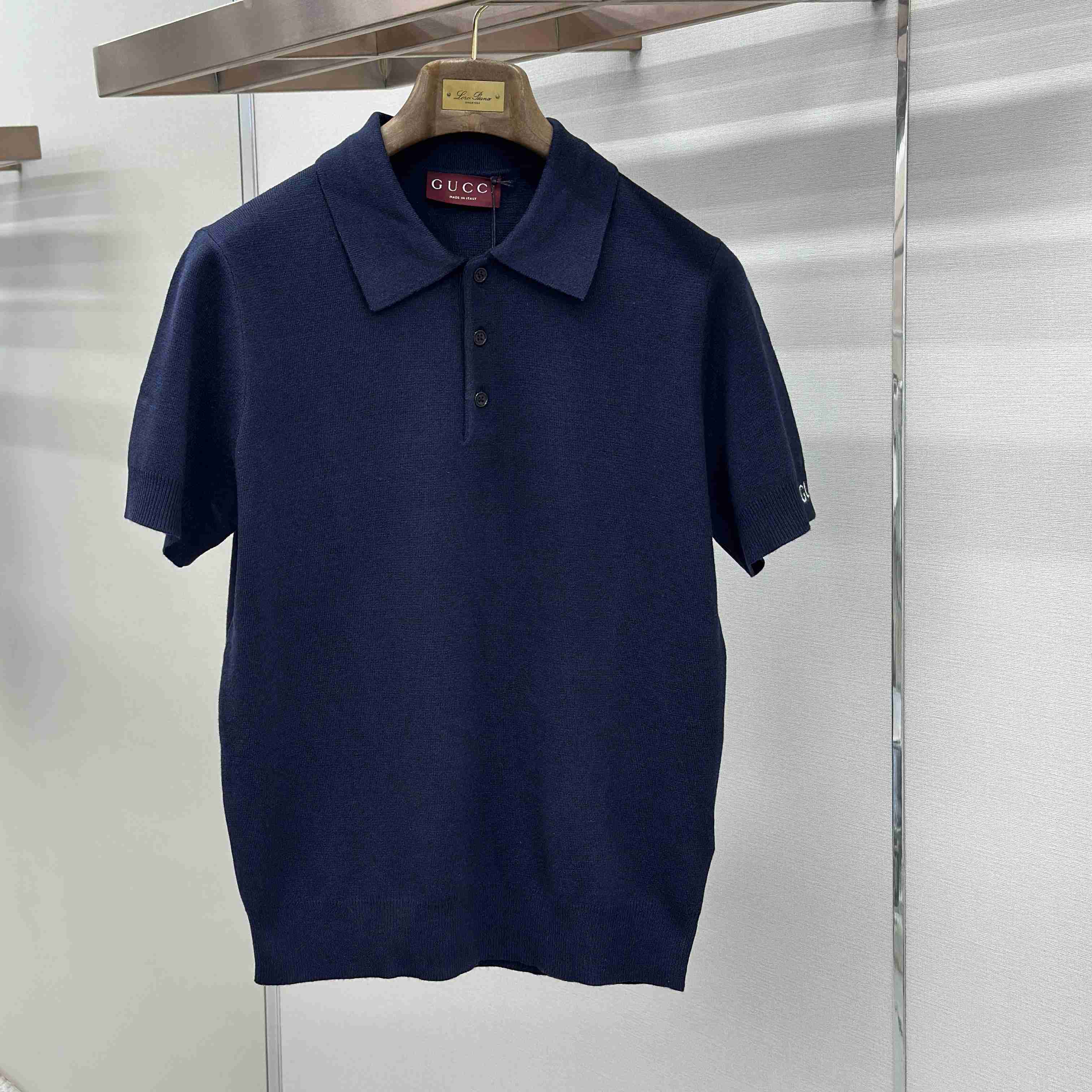 Gucci Silk Cotton Knit Polo Shirt - DesignerGu