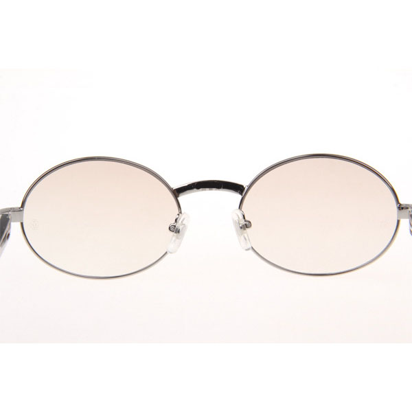 Cartier CT 7550178 Diamond White Mix Black Buffalo Sunglasses In Silver Gradient Brown - DesignerGu