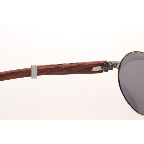 Cartier CT 7550178 Wood Sunglasses In Silver All Grey - DesignerGu