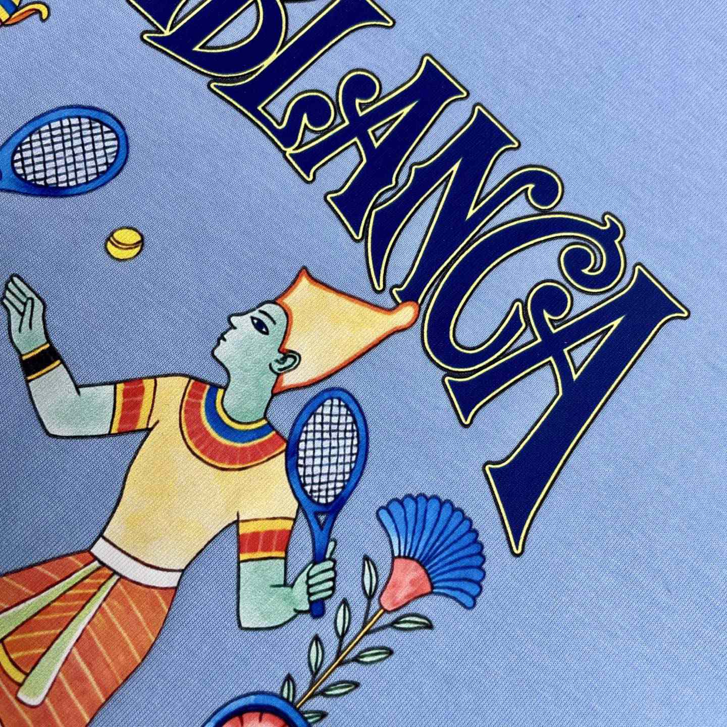 Casablanca Light Blue Egyptian Tennis Match Short Sleeve T‑Shirt C1163 - DesignerGu