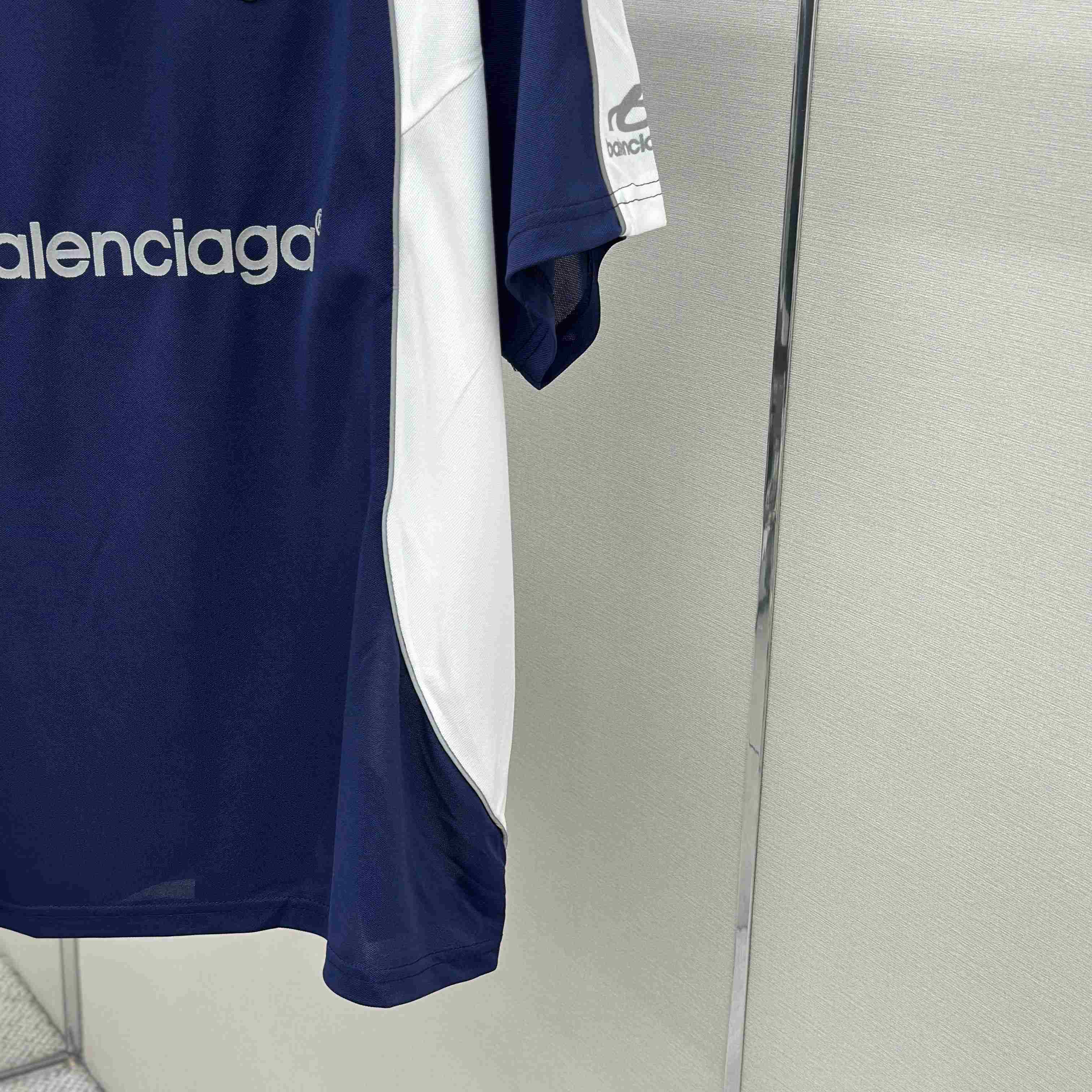 Balenciaga  Soccer Oversized T-shirt In Navy - DesignerGu