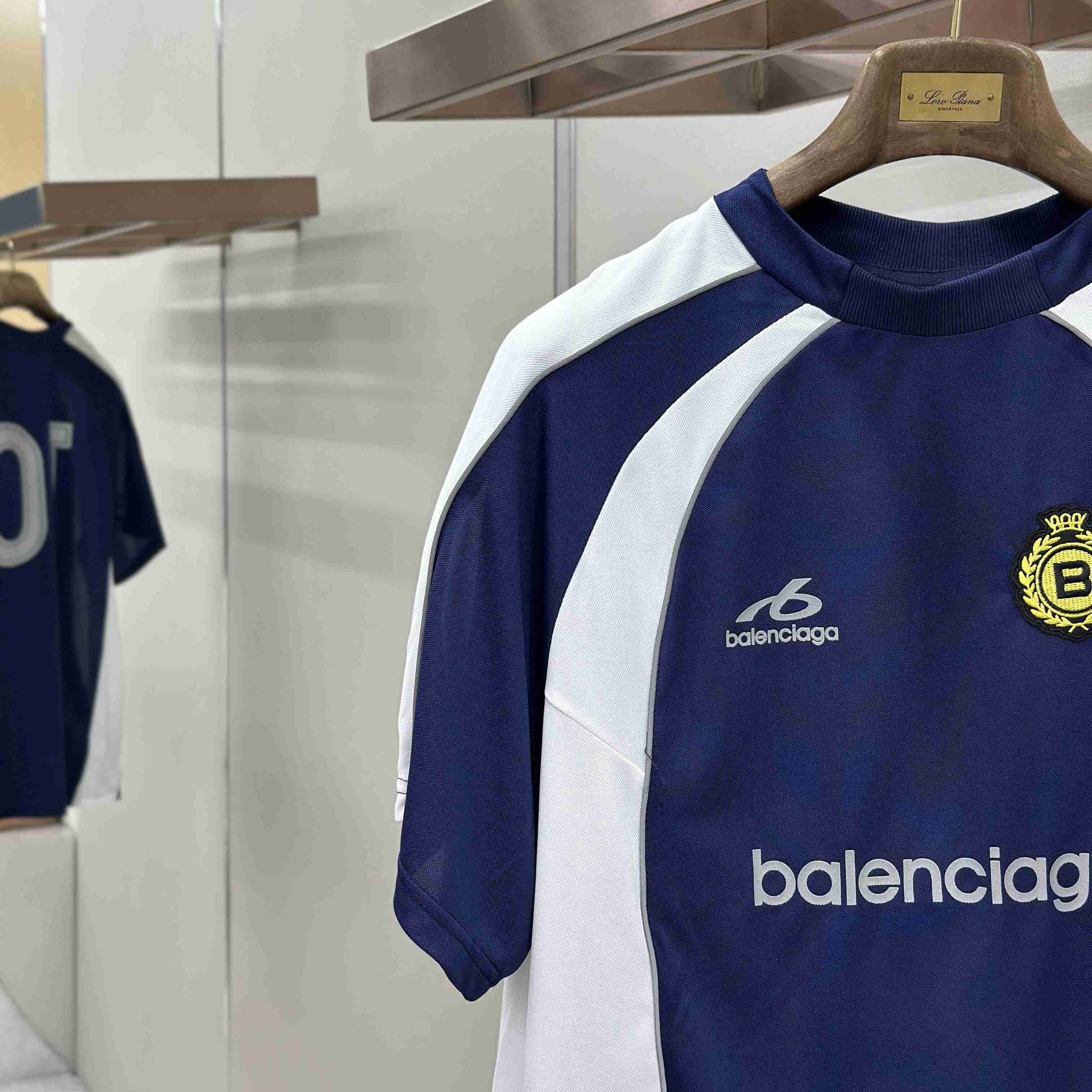 Balenciaga  Soccer Oversized T-shirt In Navy - DesignerGu