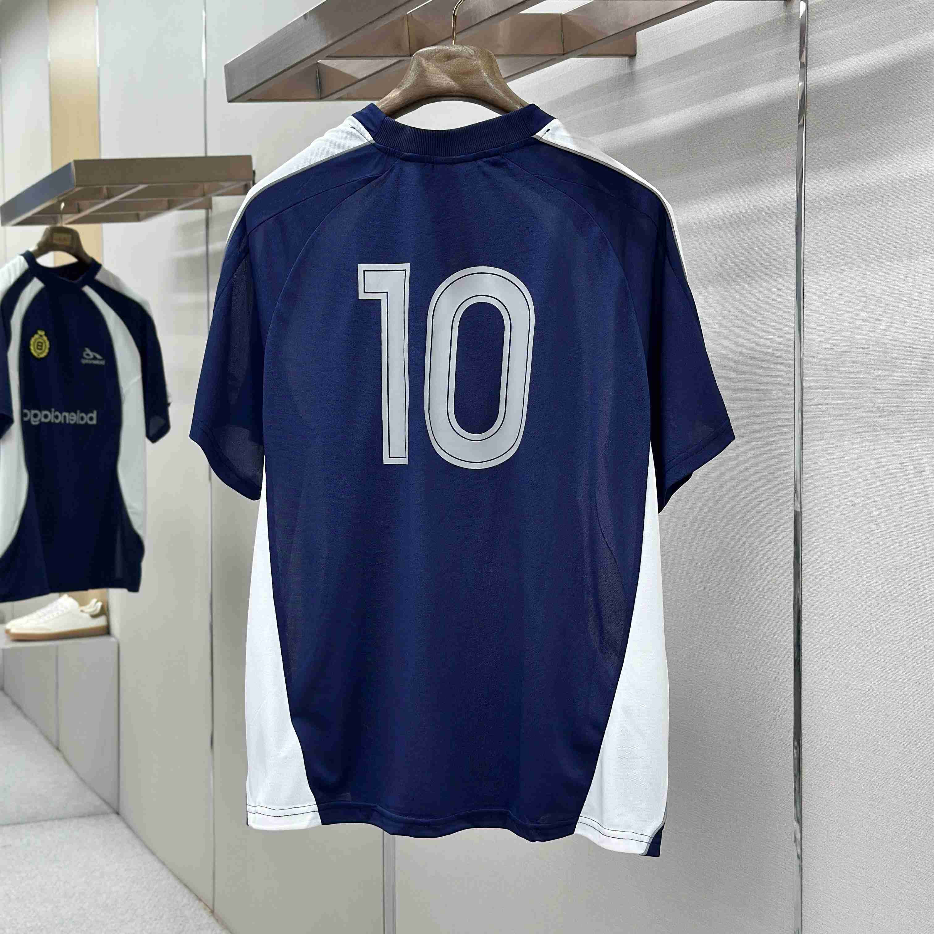 Balenciaga  Soccer Oversized T-shirt In Navy - DesignerGu