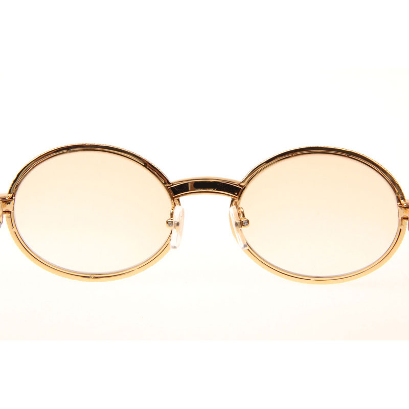 Cartier CT 7550178 Full Diamond White Mix Black Buffalo Sunglasses In Gold Brown - DesignerGu