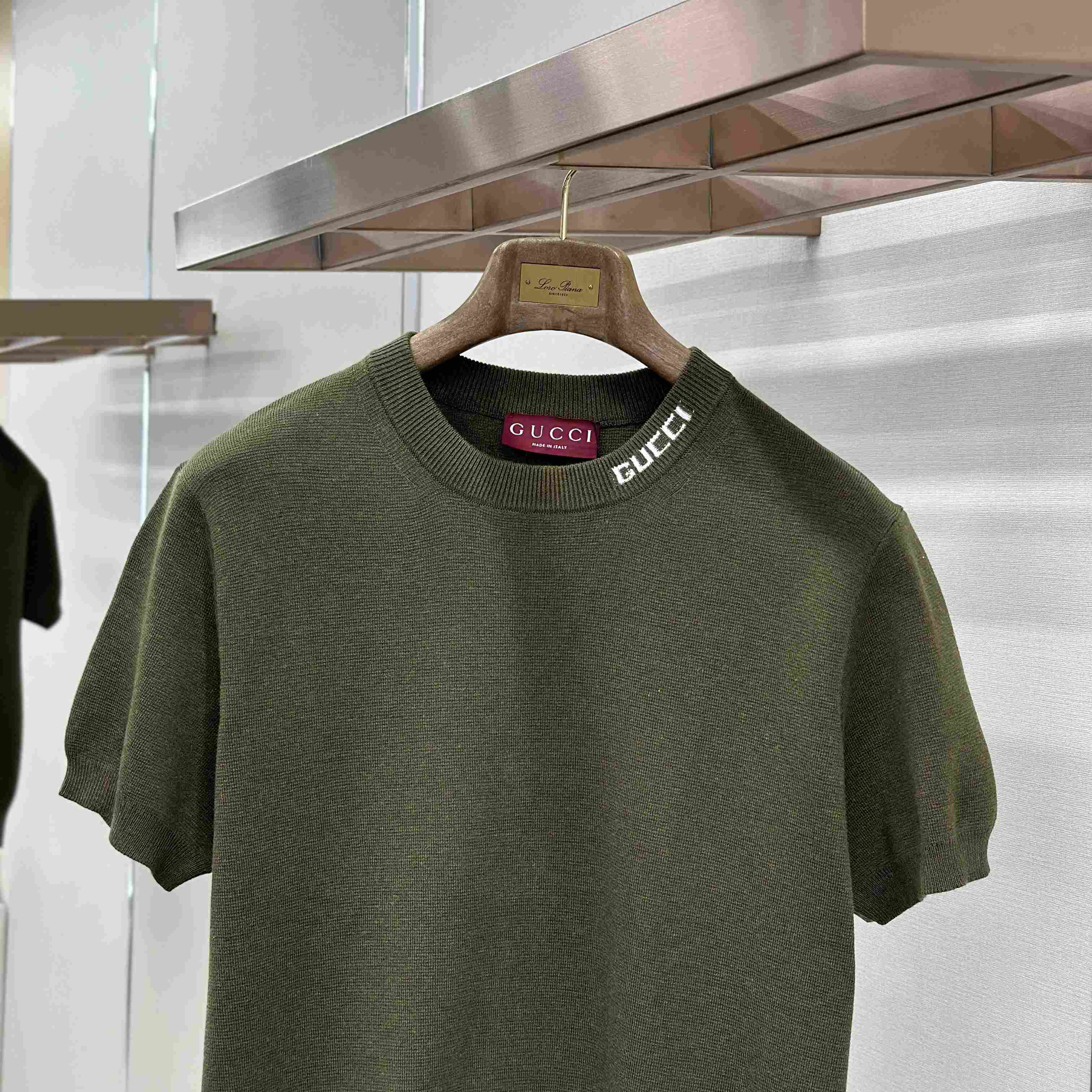Gucci Silk Cotton Knit T-shirt With Intarsia - DesignerGu
