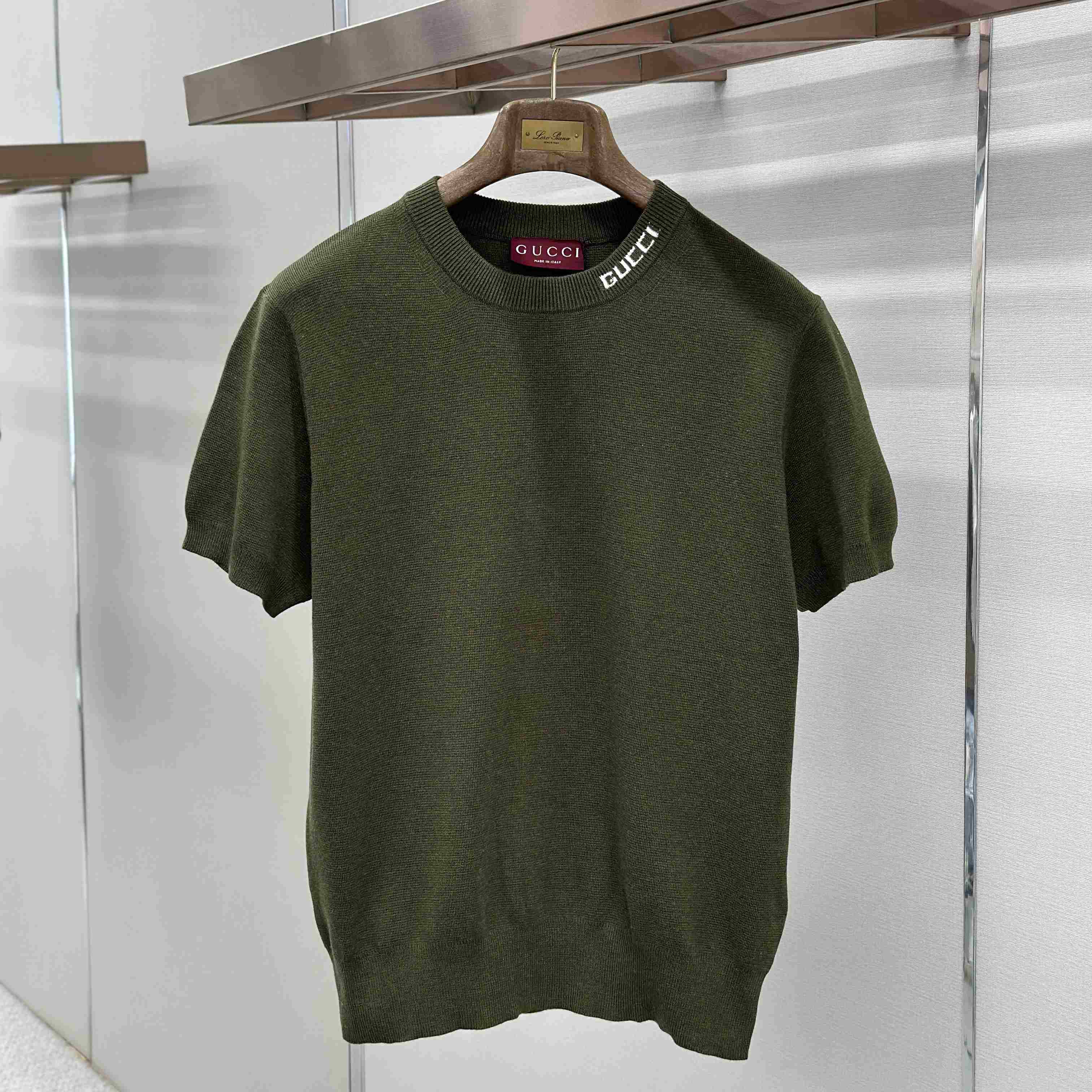 Gucci Silk Cotton Knit T-shirt With Intarsia - DesignerGu