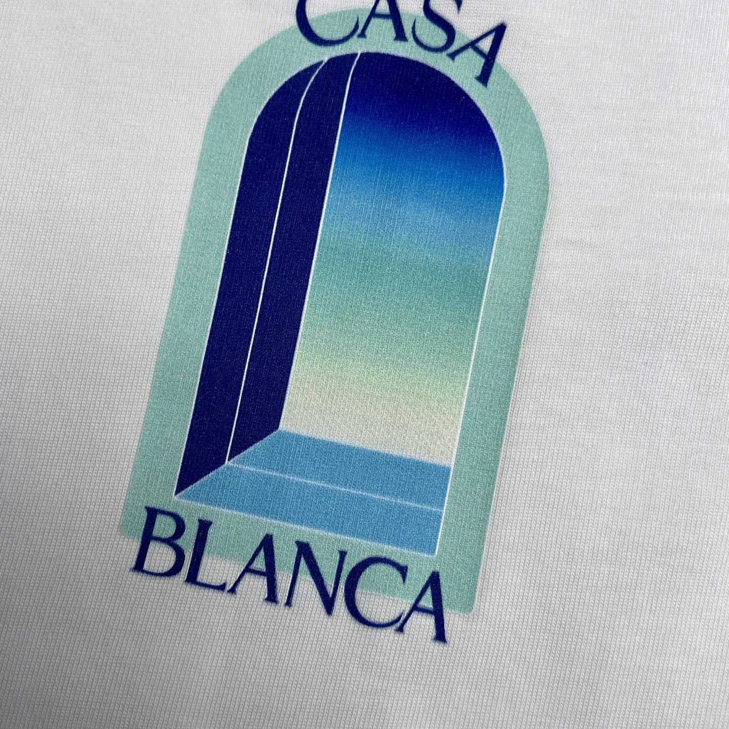 Casablanca White & Mint L'Arche Short Sleeve T‑Shirt C1161 - DesignerGu