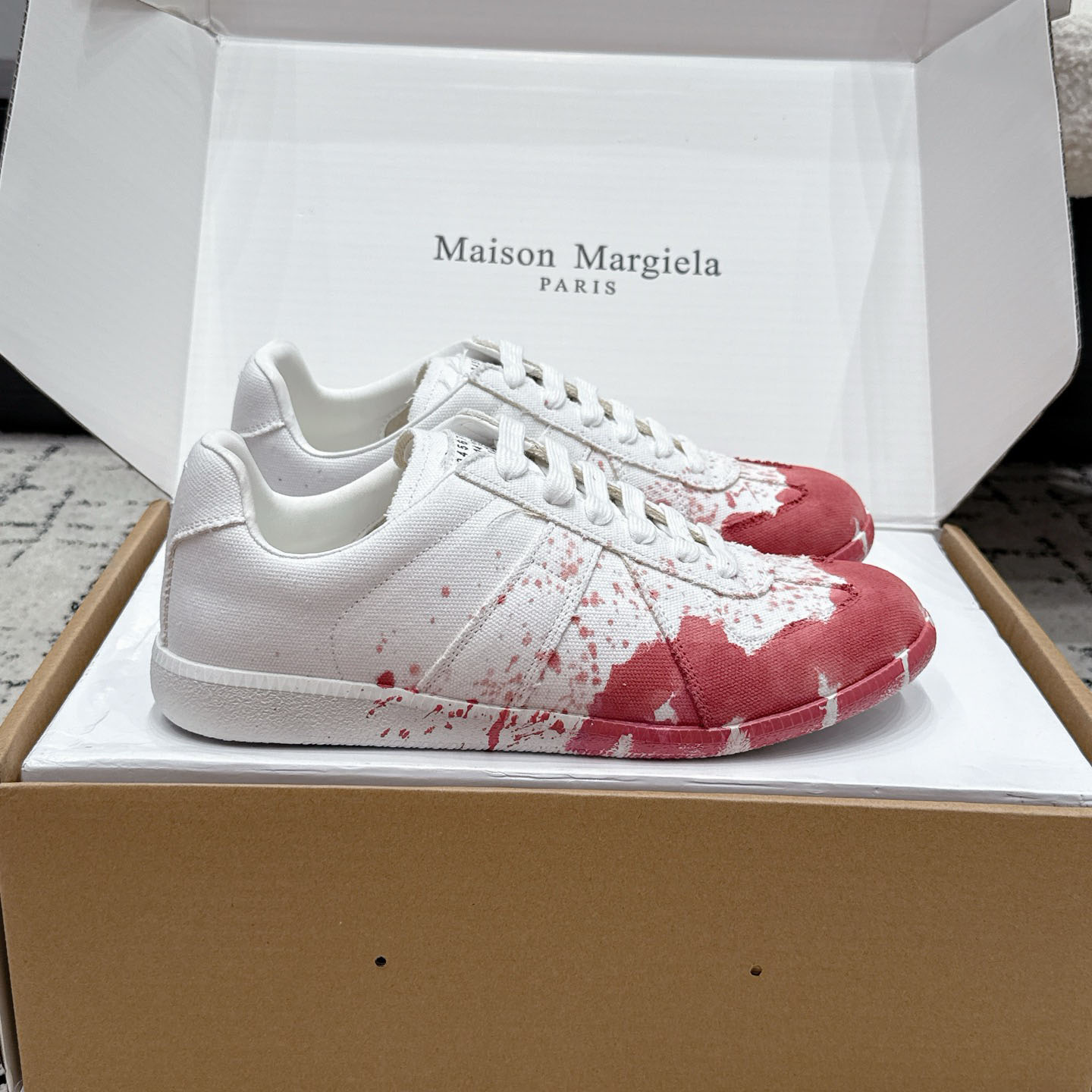 Maison Margiela  Replica Low 'Paint Splatter - White Pink' - DesignerGu
