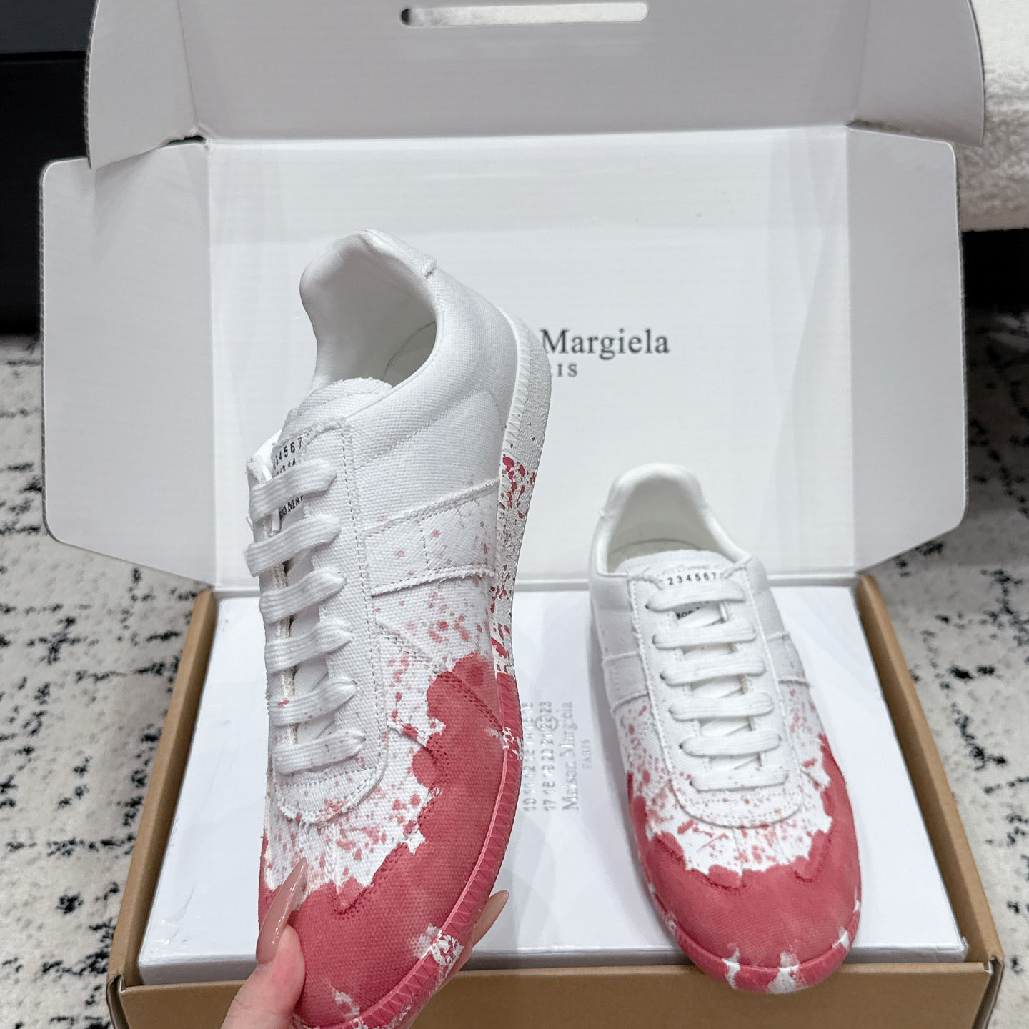 Maison Margiela  Replica Low 'Paint Splatter - White Pink' - DesignerGu