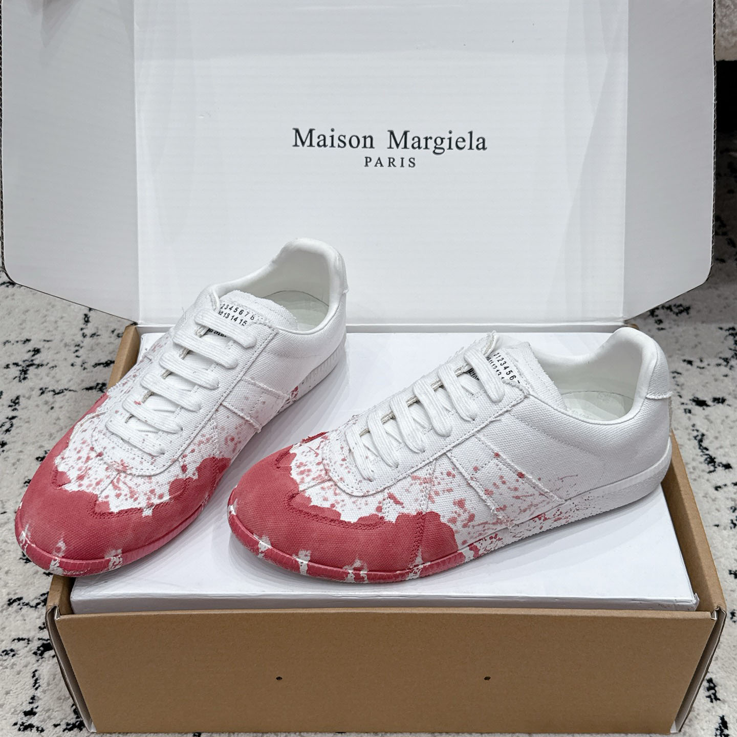 Maison Margiela  Replica Low 'Paint Splatter - White Pink' - DesignerGu