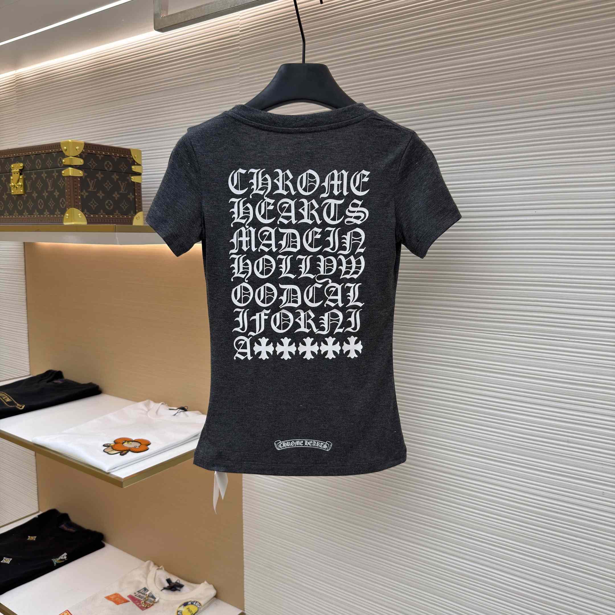Chrome Hearts V-Neck T-Shirt 'Grey' - DesignerGu