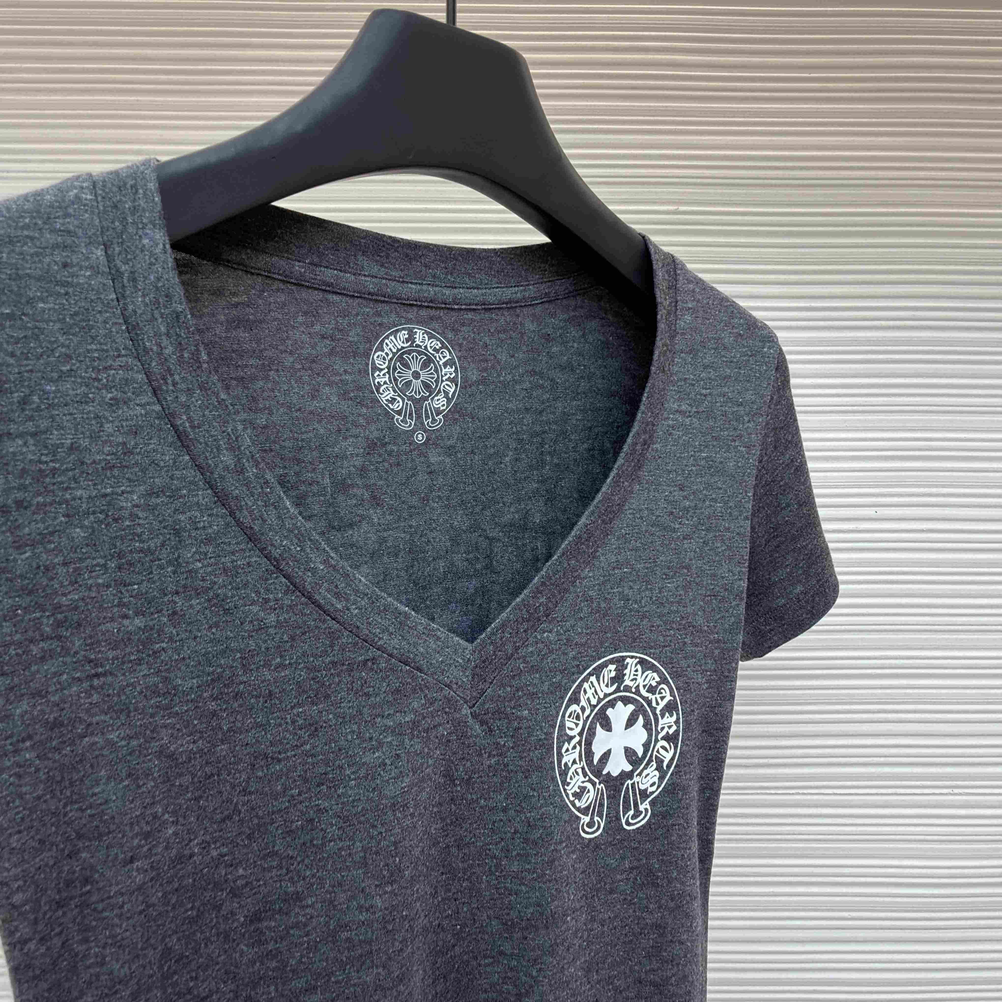 Chrome Hearts V-Neck T-Shirt 'Grey' - DesignerGu
