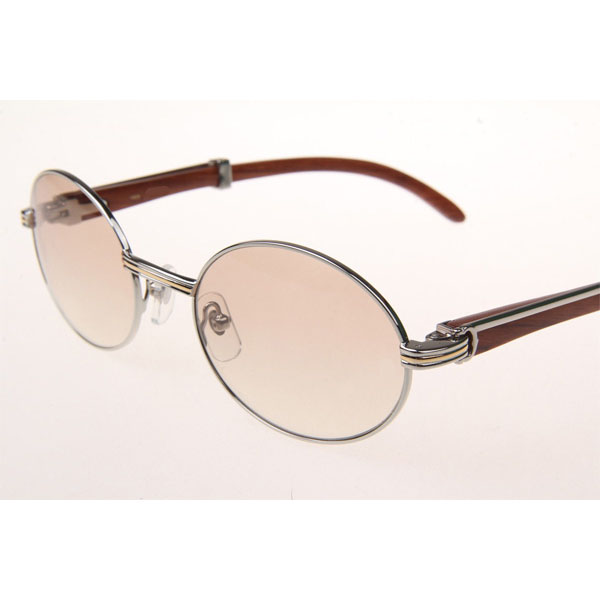 Cartier CT 7550178 Wood Sunglasses In Silver Brown - DesignerGu