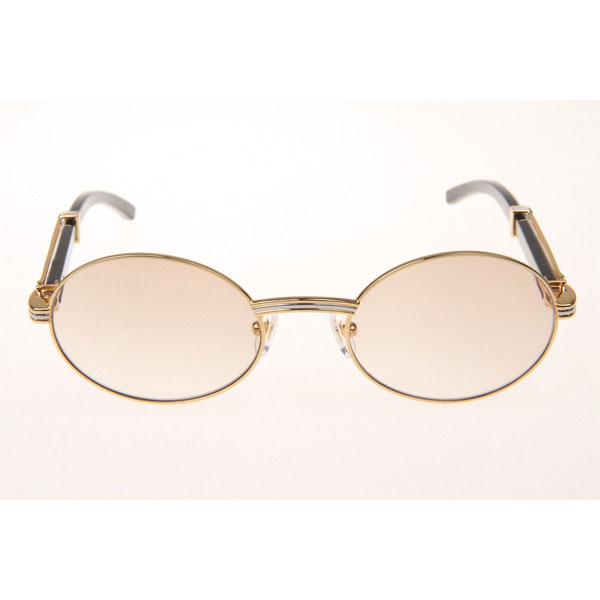 Cartier CT 7550178 White Mix Black Buffalo Sunglasses In Gold Brown  - DesignerGu