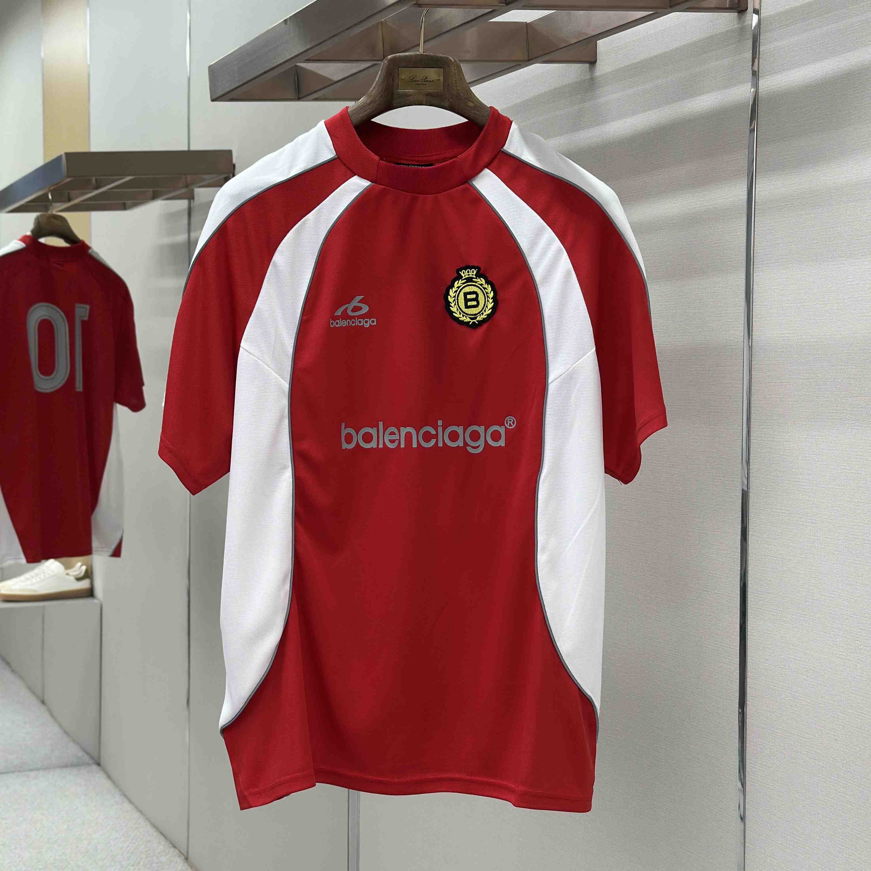 Balenciaga Soccer Oversized T-shirt In Red - DesignerGu