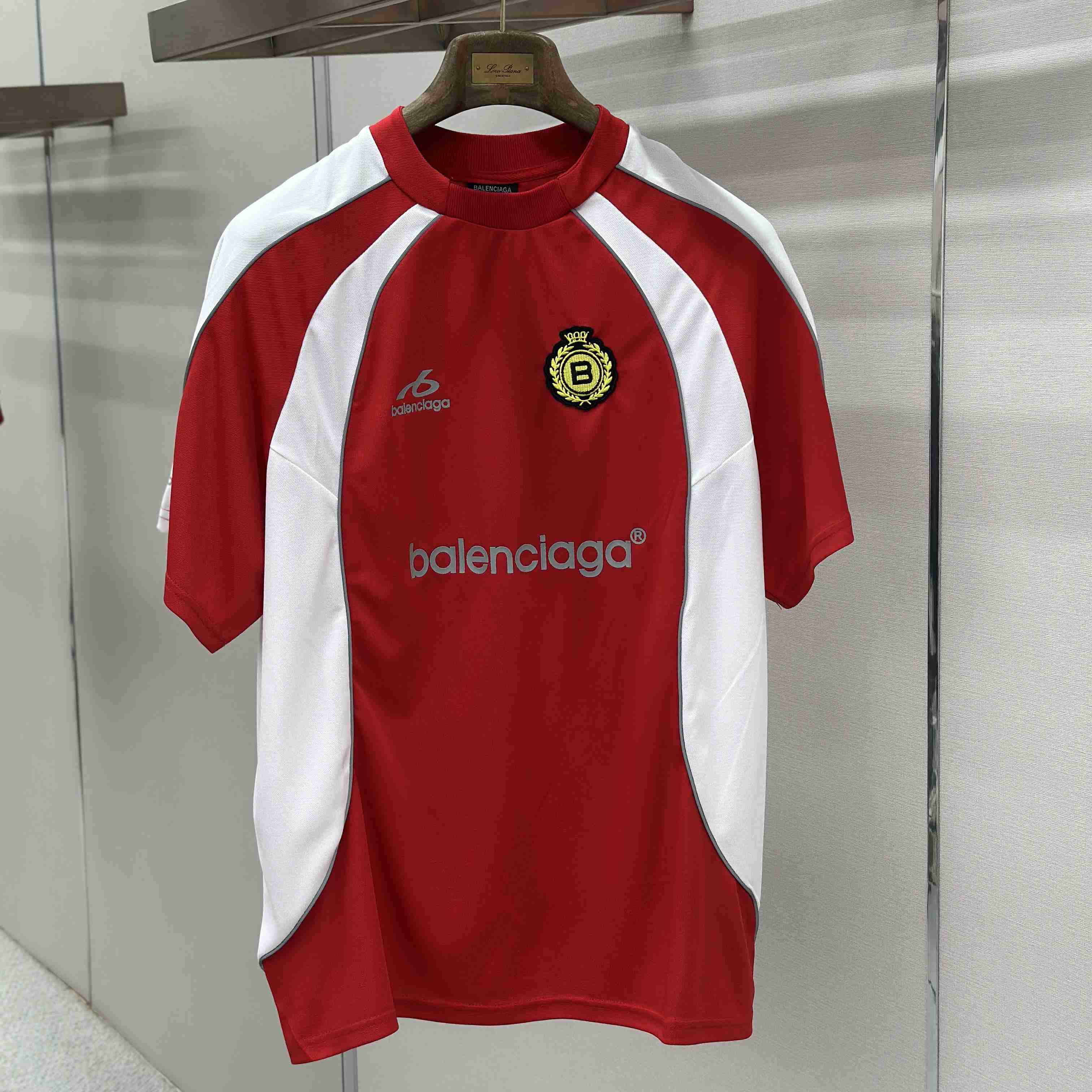 Balenciaga Soccer Oversized T-shirt In Red - DesignerGu