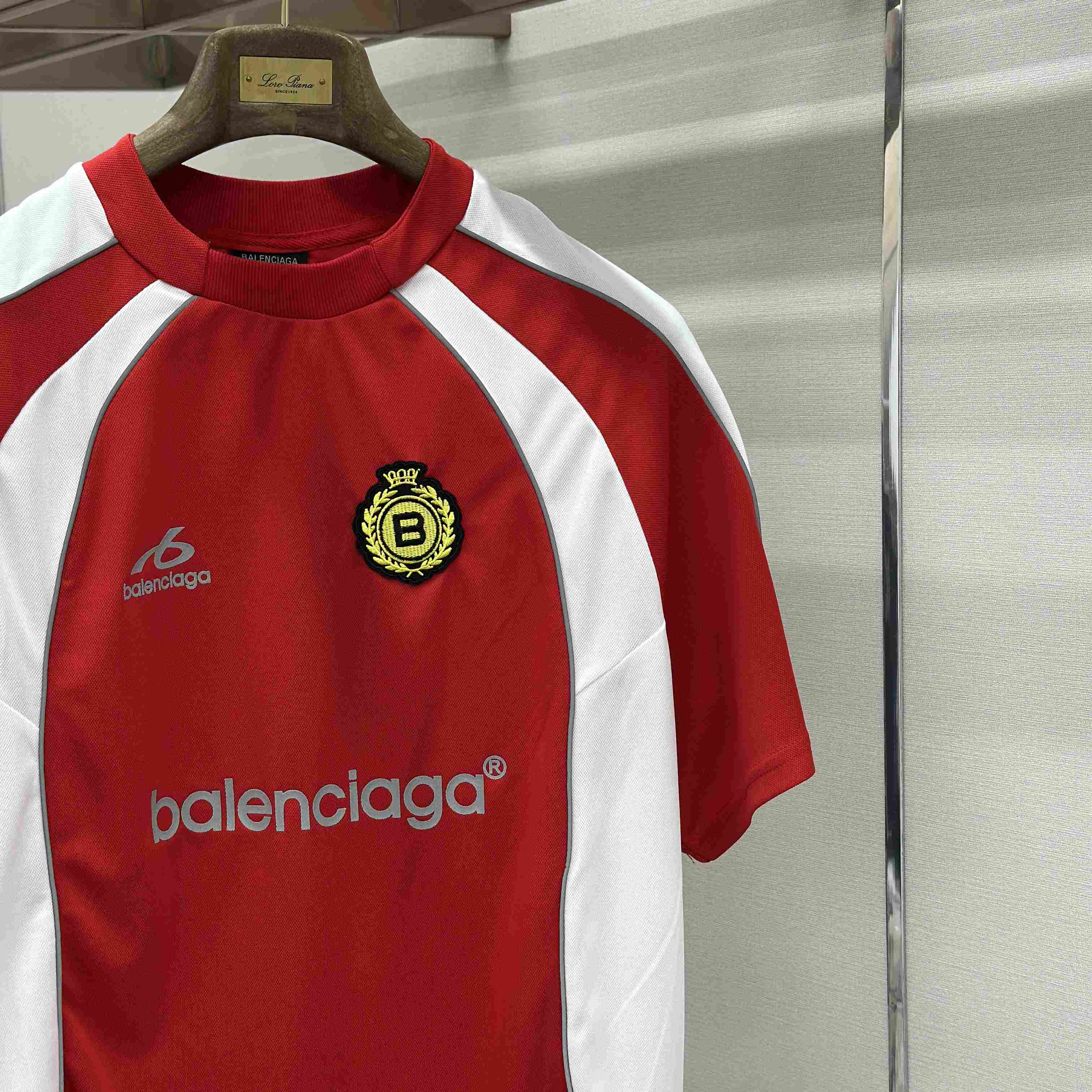 Balenciaga Soccer Oversized T-shirt In Red - DesignerGu
