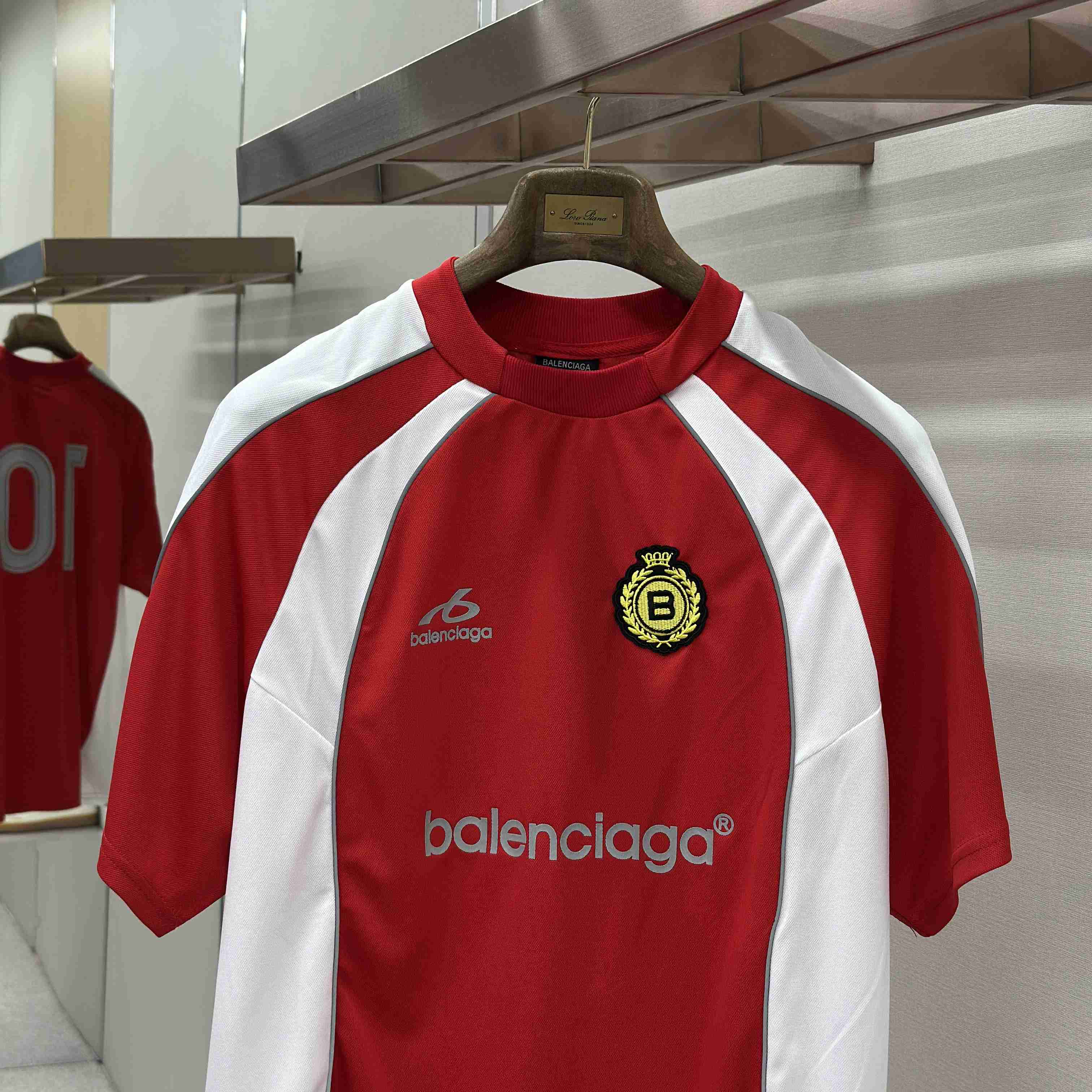 Balenciaga Soccer Oversized T-shirt In Red - DesignerGu