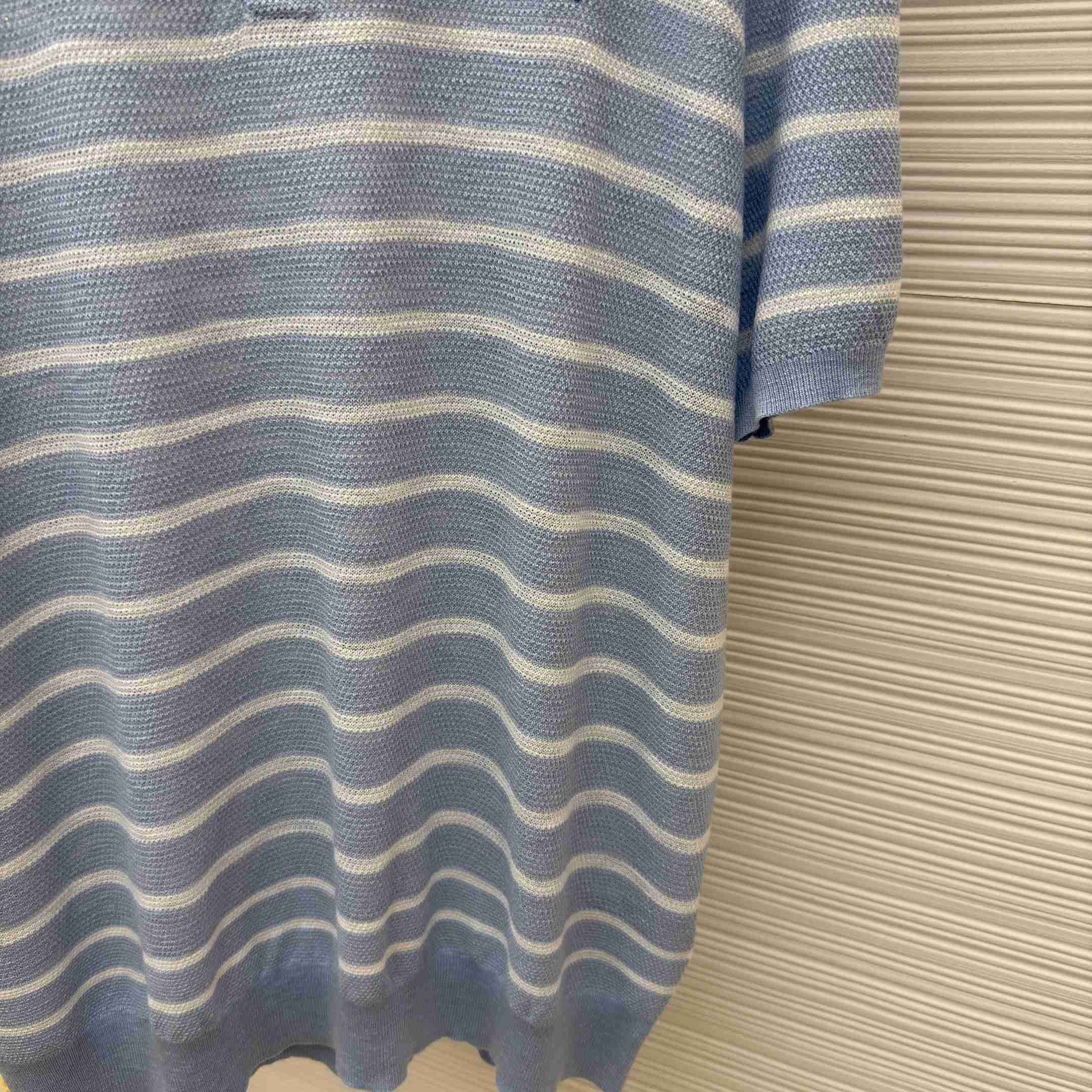 Ralph Lauren Striped Cotton-Linen Polo Sweater - DesignerGu