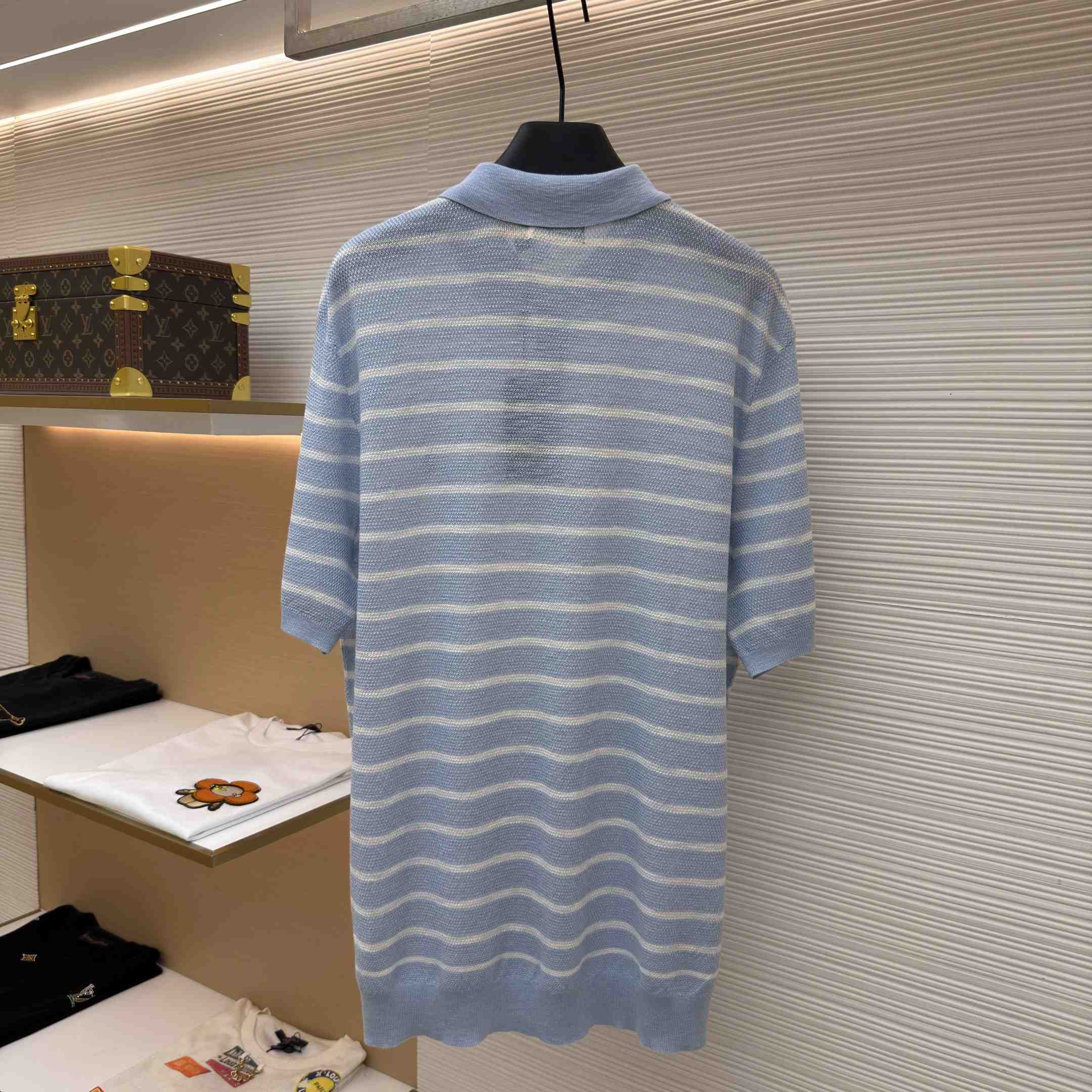 Ralph Lauren Striped Cotton-Linen Polo Sweater - DesignerGu