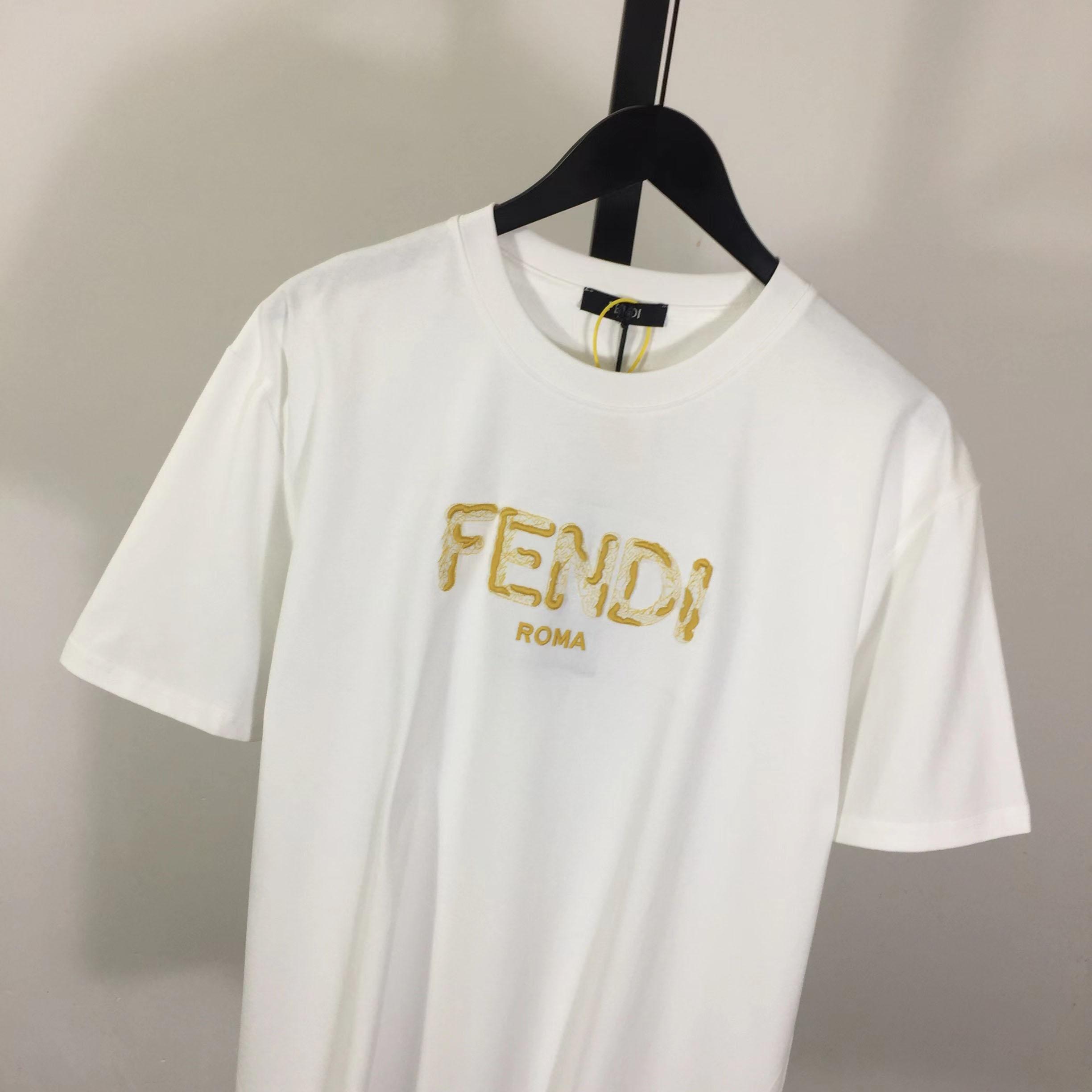 Fendi Logo-Print Cotton T-shirt - DesignerGu