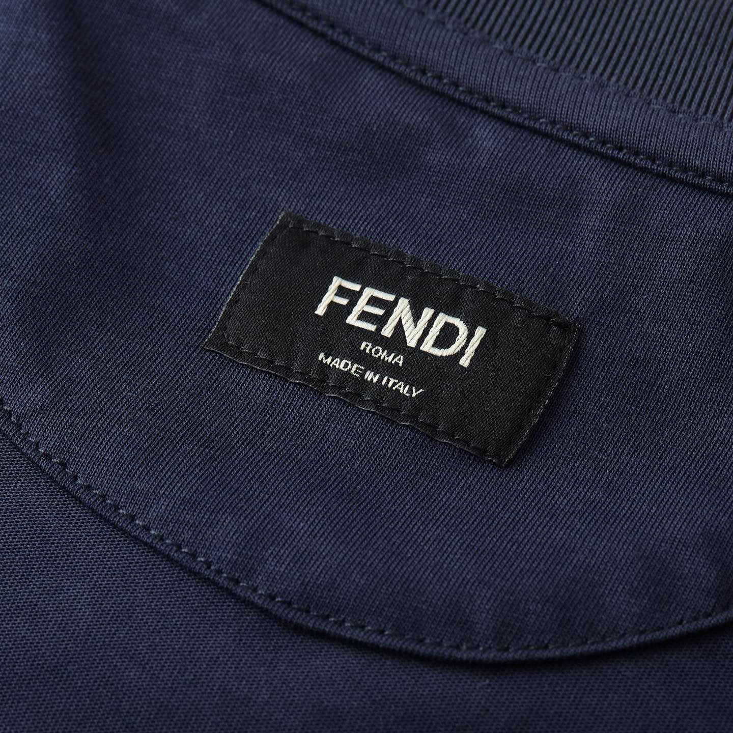 Fendi  Blue Cotton T-shirt - DesignerGu