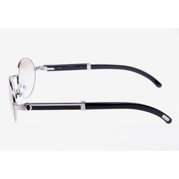 Cartier CT 7550178 Black Buffalo Sunglasses In Silver Brown - DesignerGu