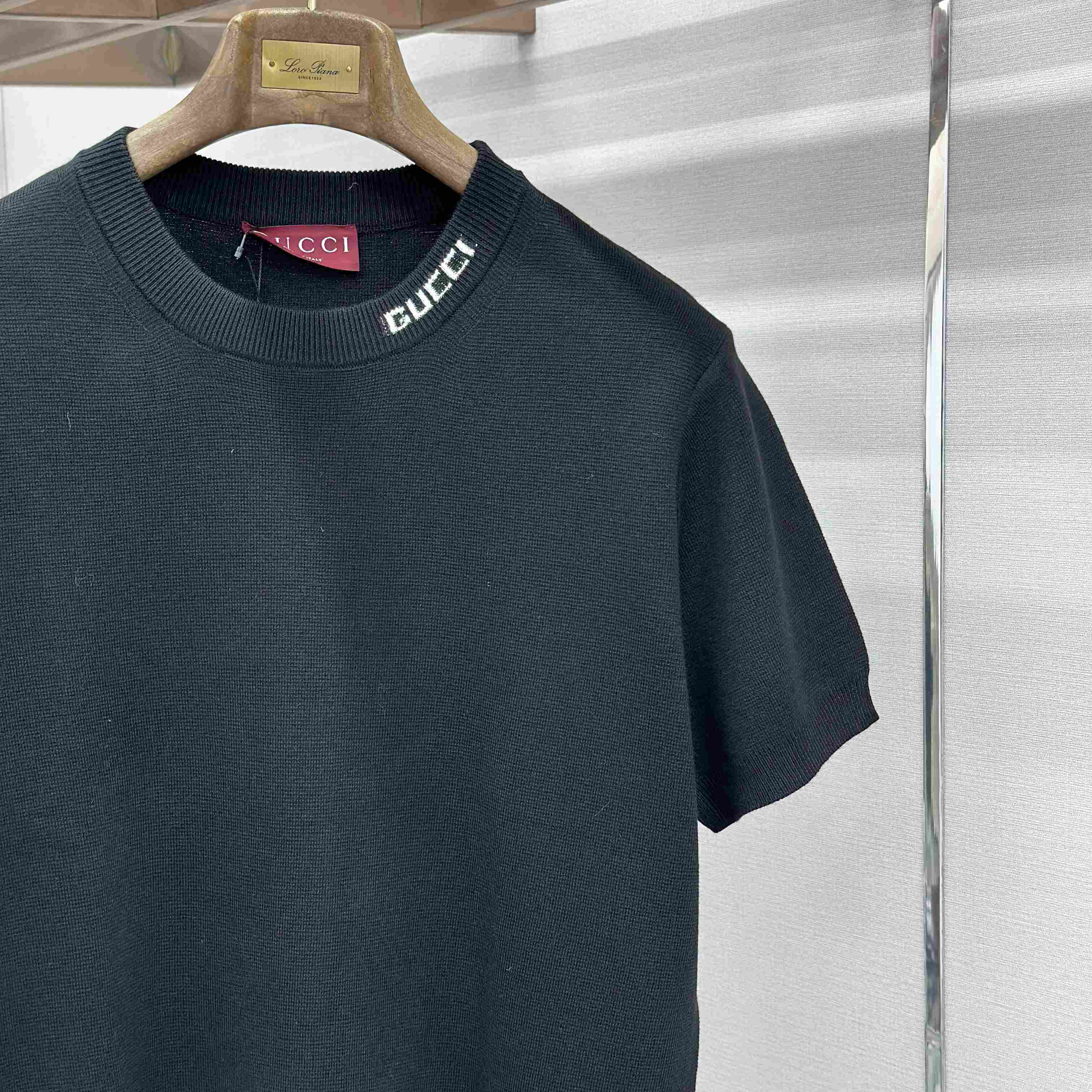 Gucci Silk Cotton Knit T-shirt With Intarsia - DesignerGu