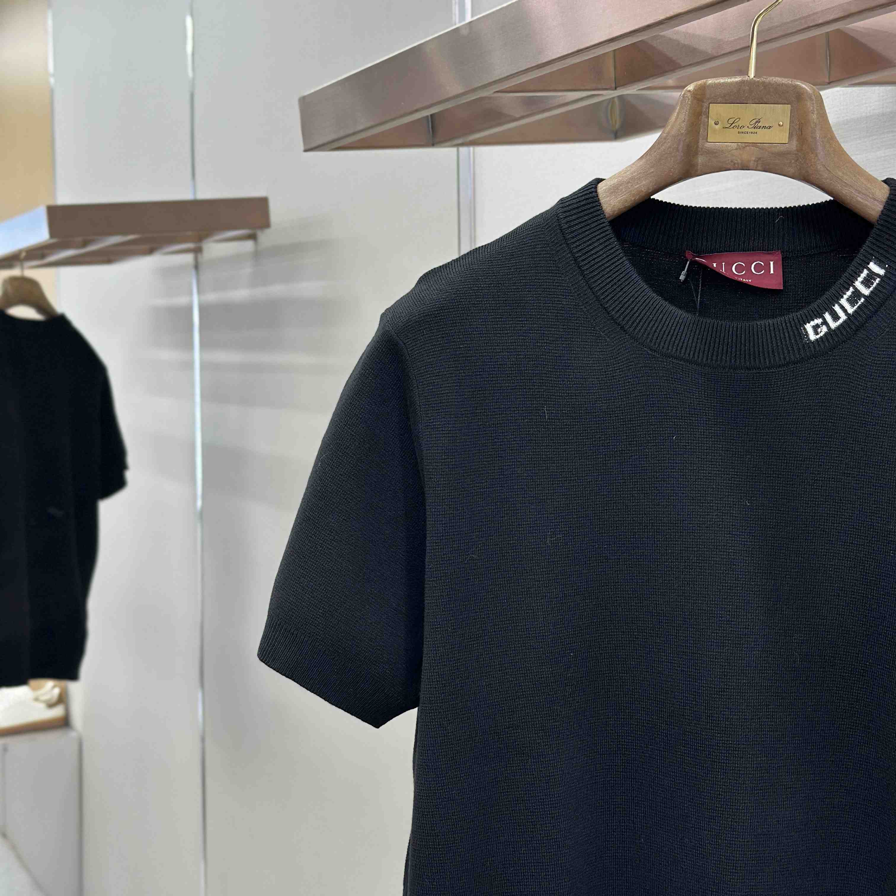 Gucci Silk Cotton Knit T-shirt With Intarsia - DesignerGu