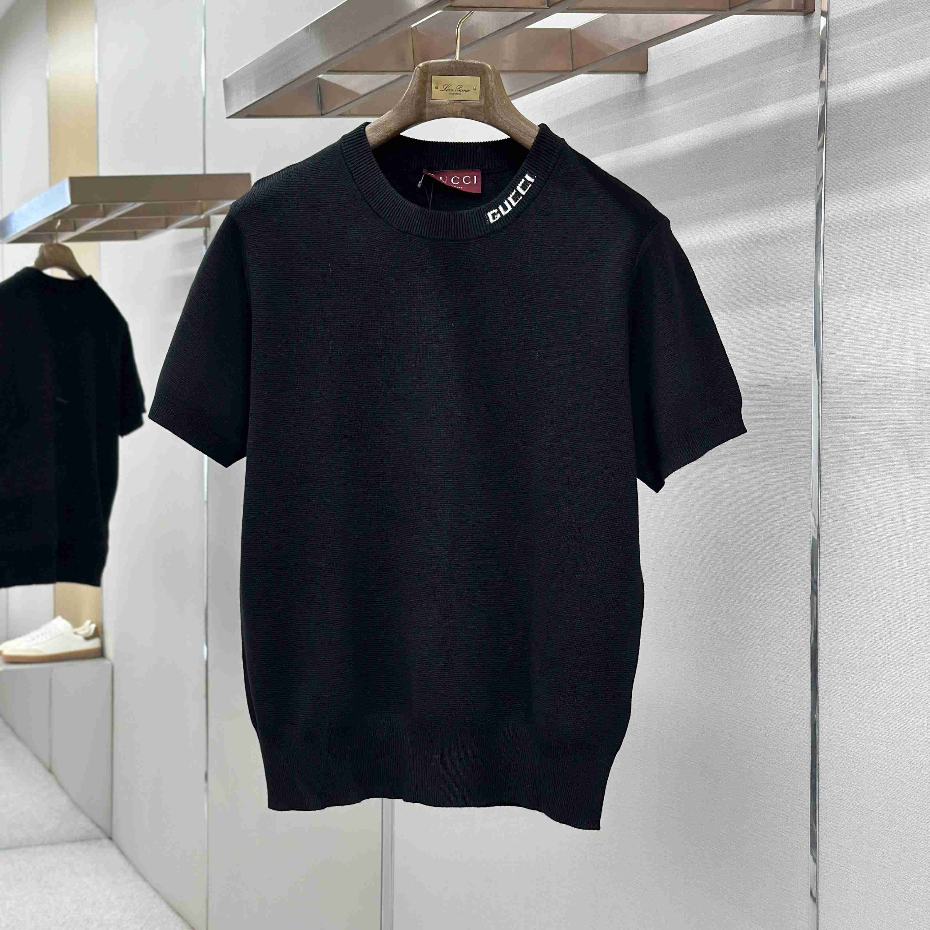 Gucci Silk Cotton Knit T-shirt With Intarsia - DesignerGu